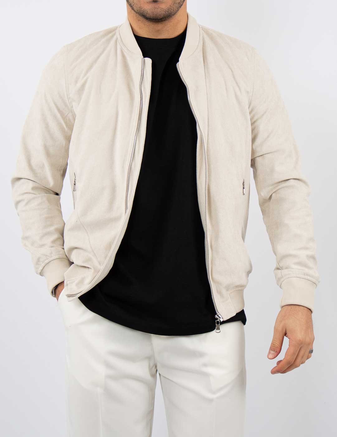 giubbino uomo college camoscio