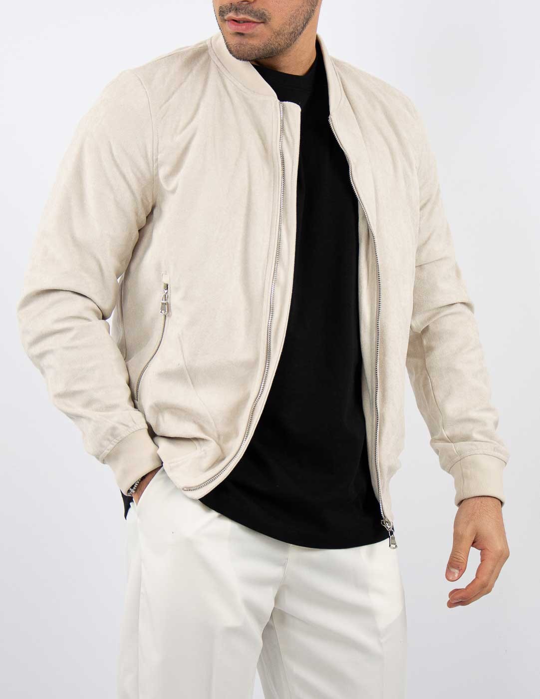 giubbino uomo college camoscio