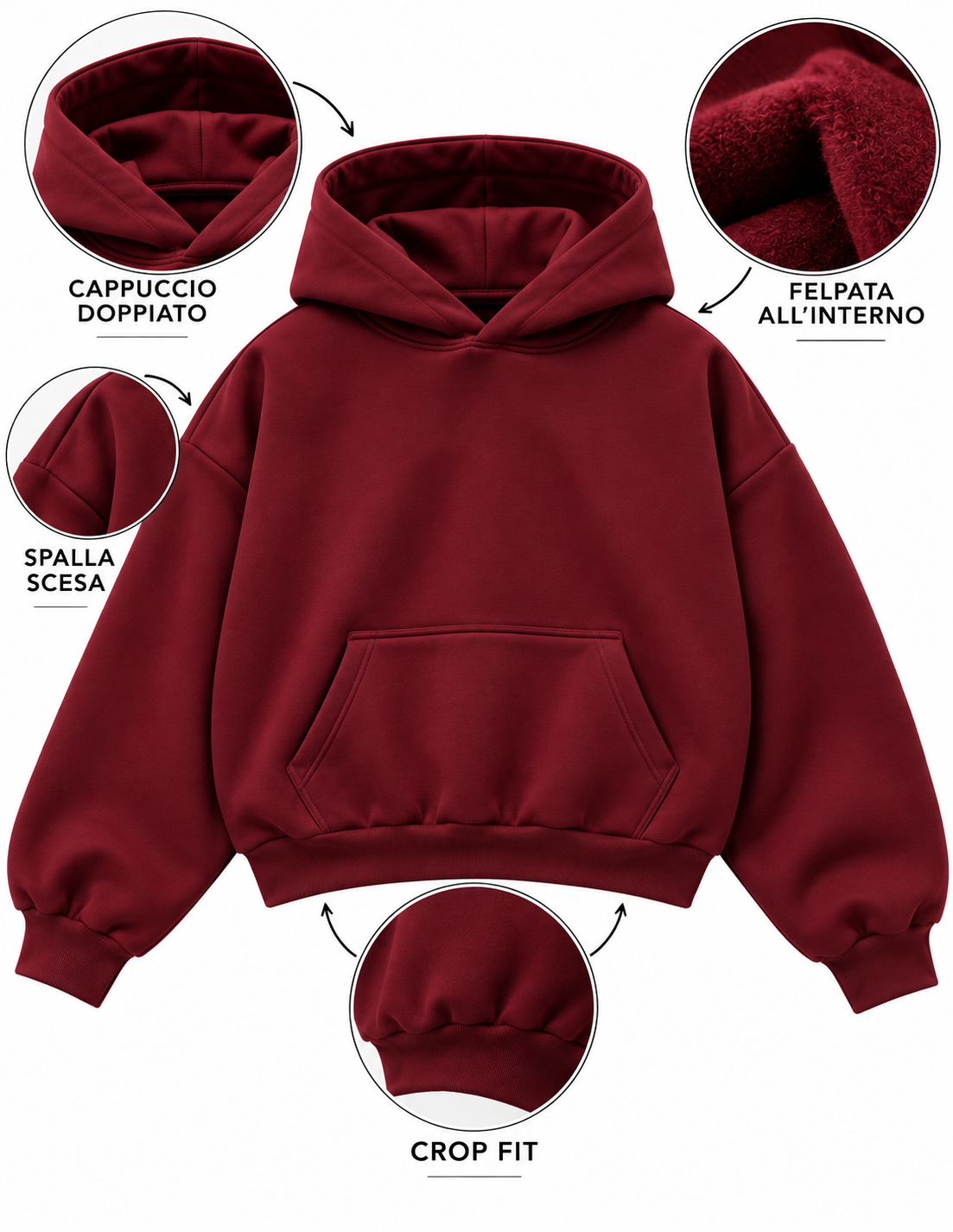 felpa tinta unita UNISEX basic crop fit