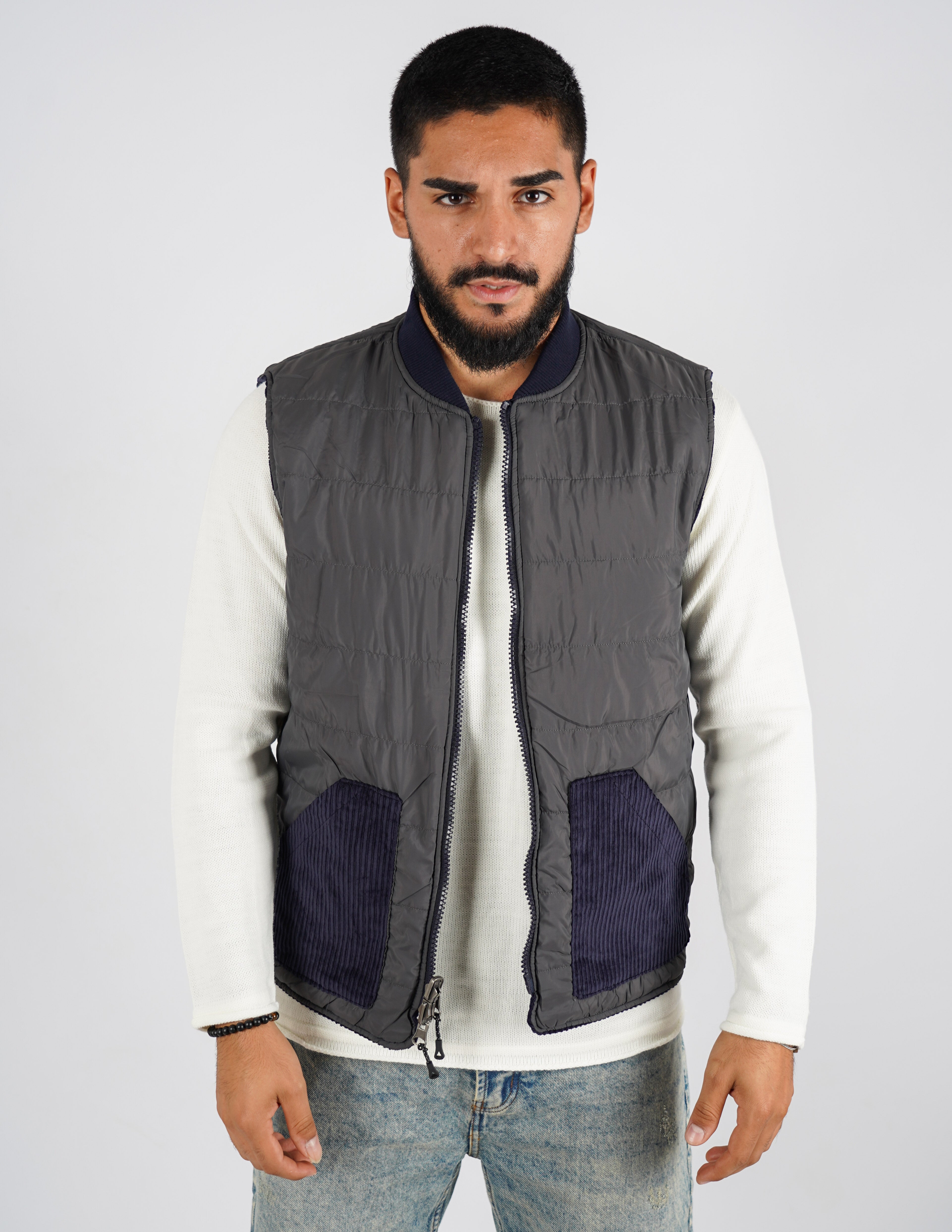 Gilet smanicato reversibile in velluto