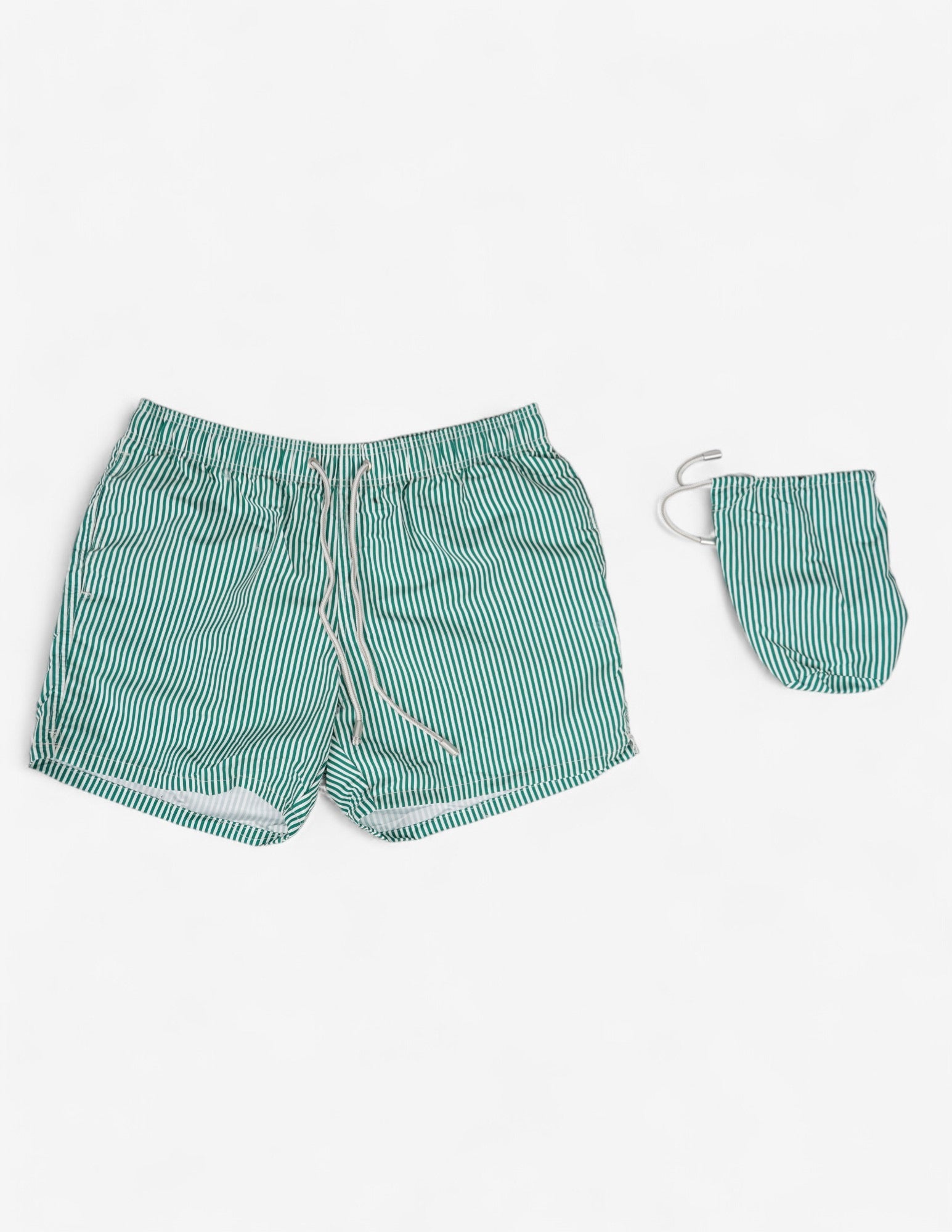 Costume da bagno a righe con pochette