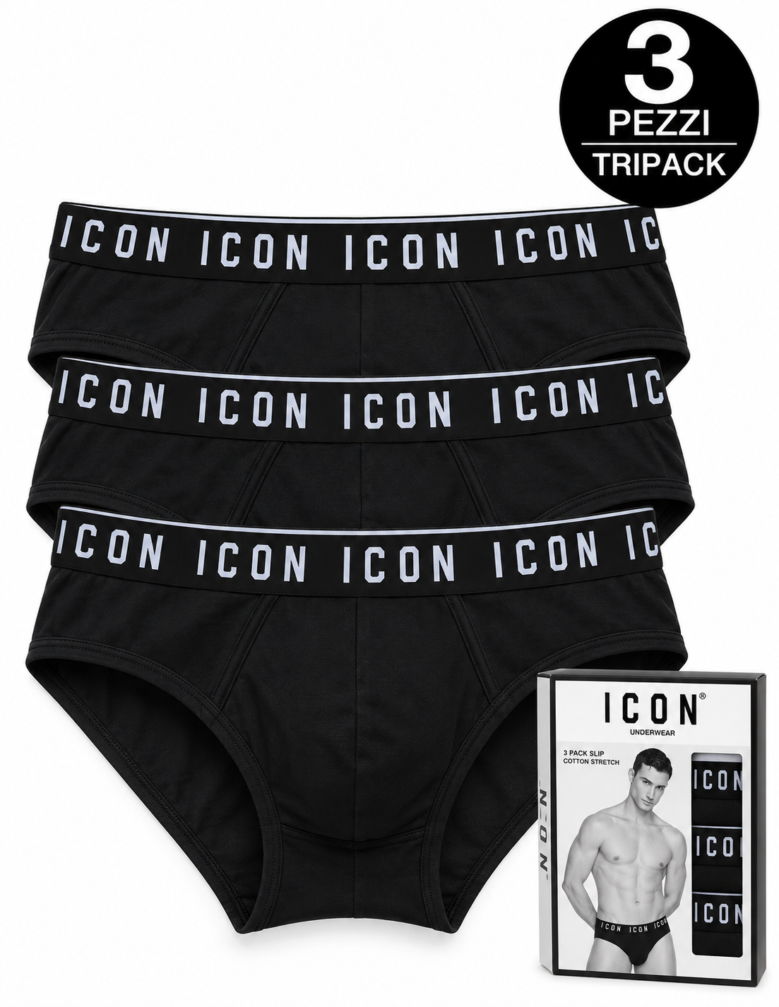 slip in cotone "Icon" CONFEZIONE DA 3 PEZZI