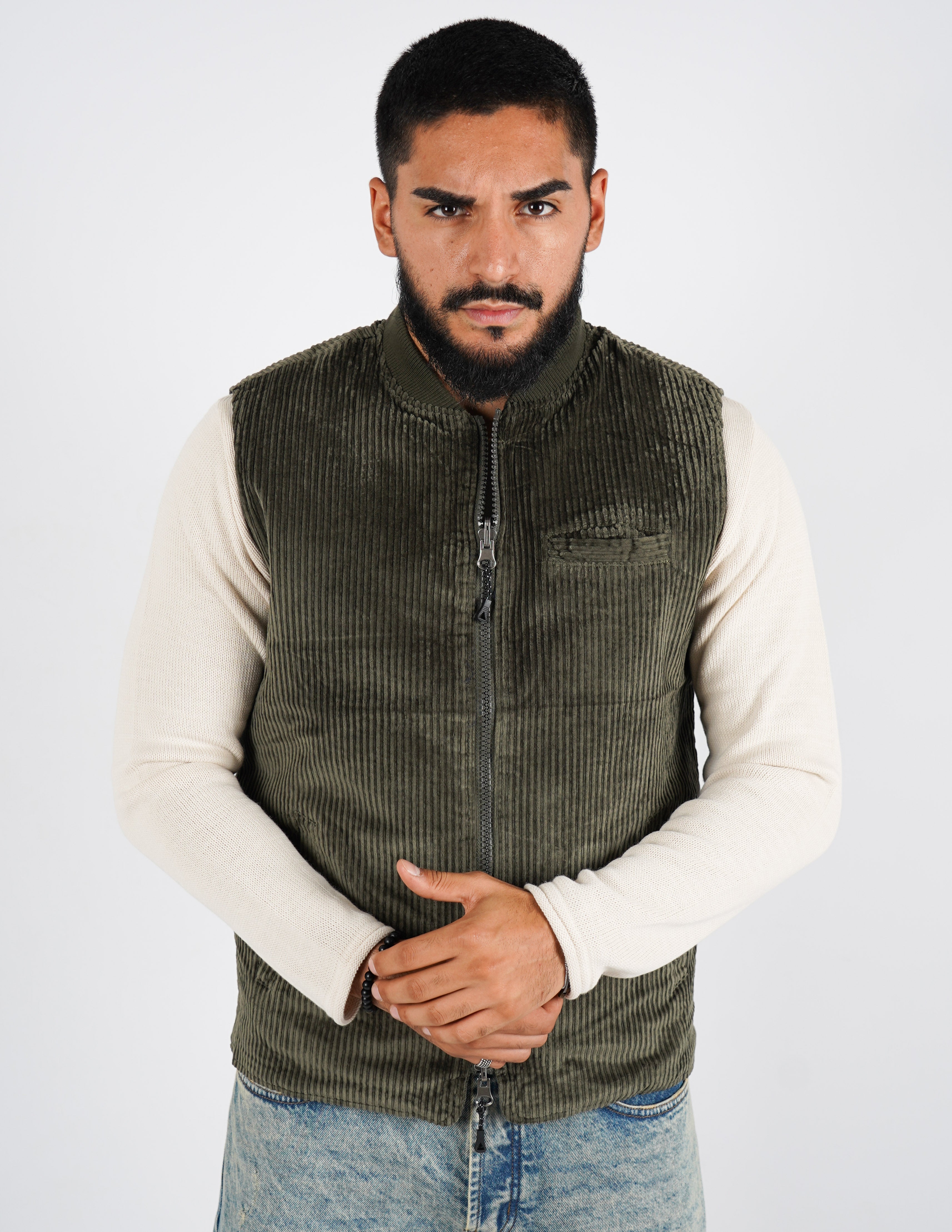 Gilet smanicato reversibile in velluto