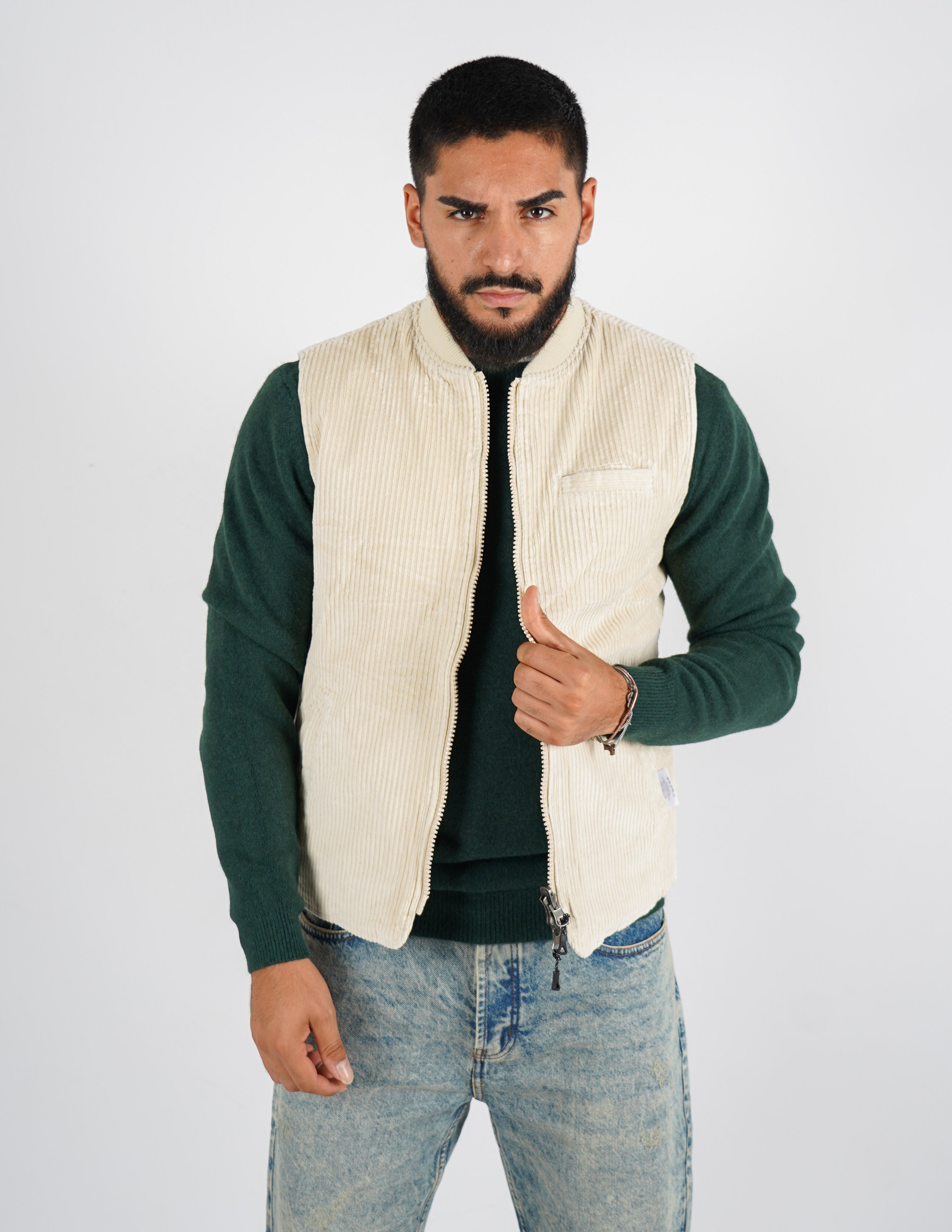 Gilet smanicato reversibile in velluto