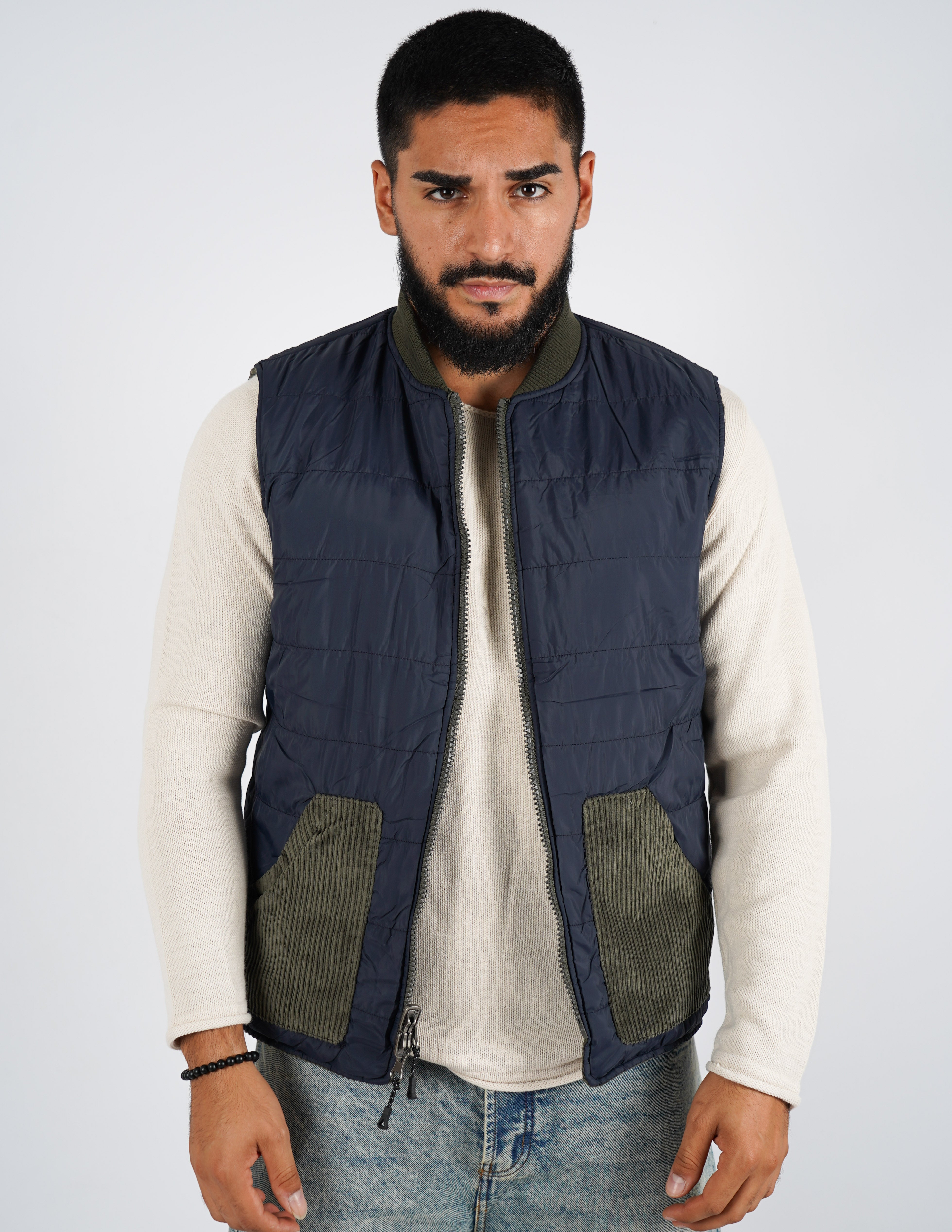 Gilet smanicato reversibile in velluto