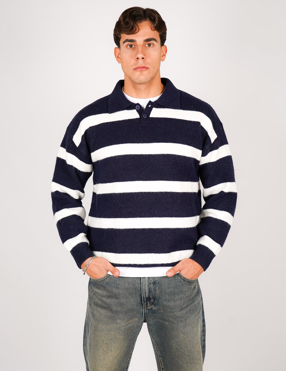 POLO RIGATA CON BOTTONE