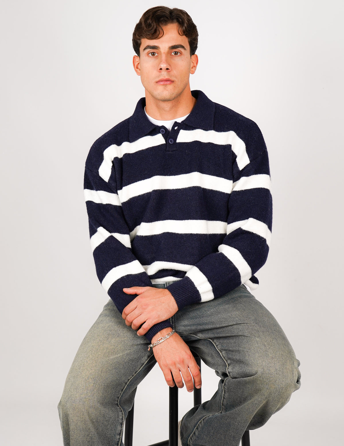 POLO RIGATA CON BOTTONE