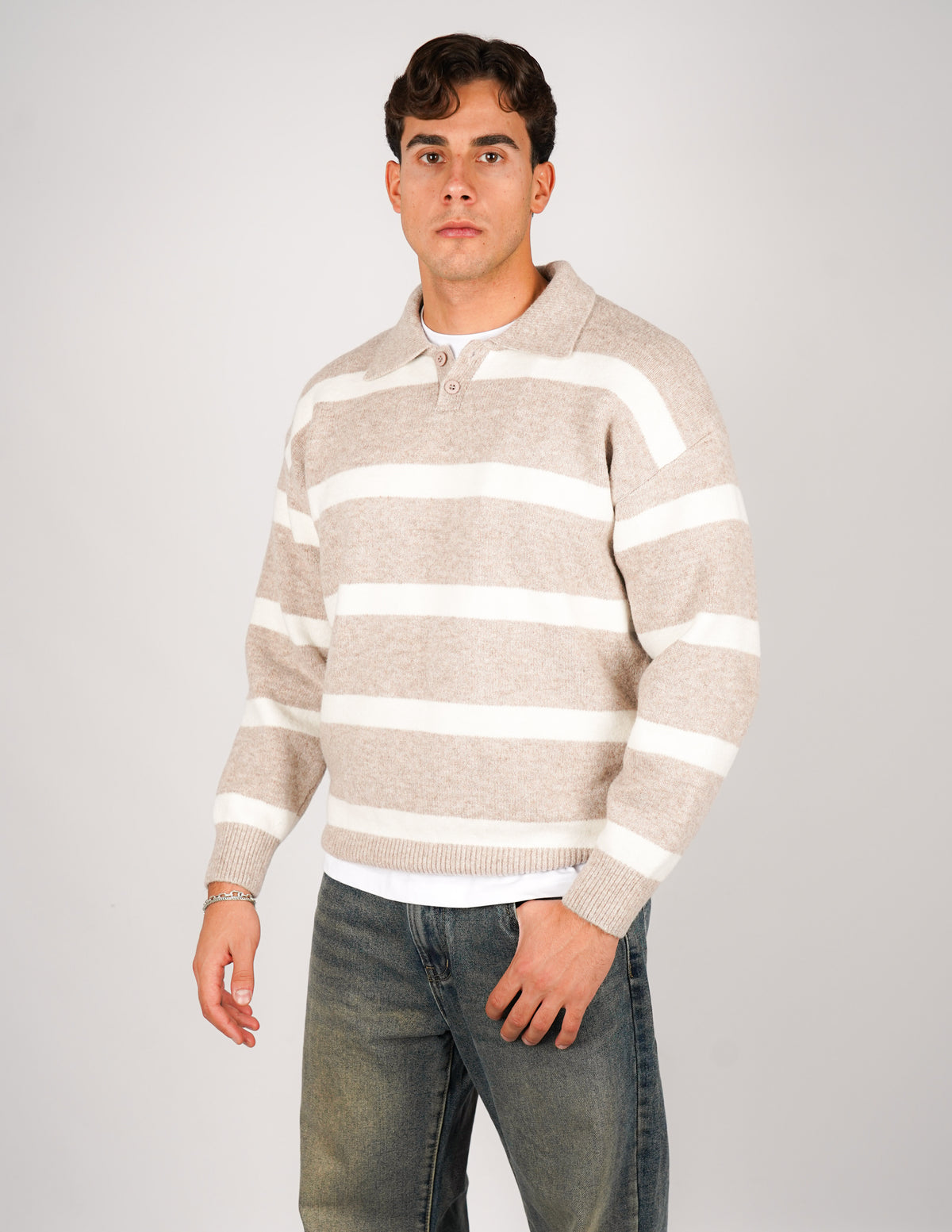 POLO RIGATA CON BOTTONE