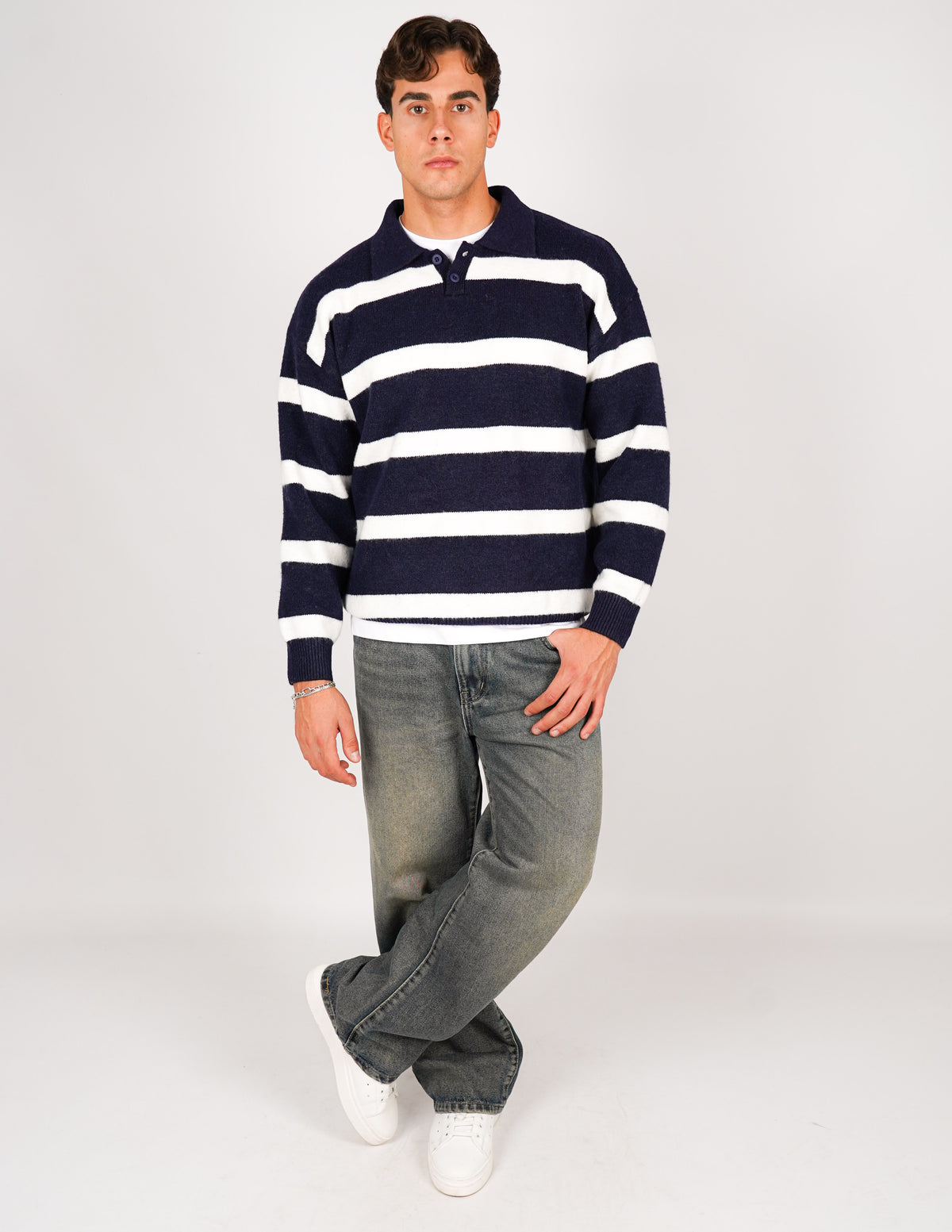 POLO RIGATA CON BOTTONE