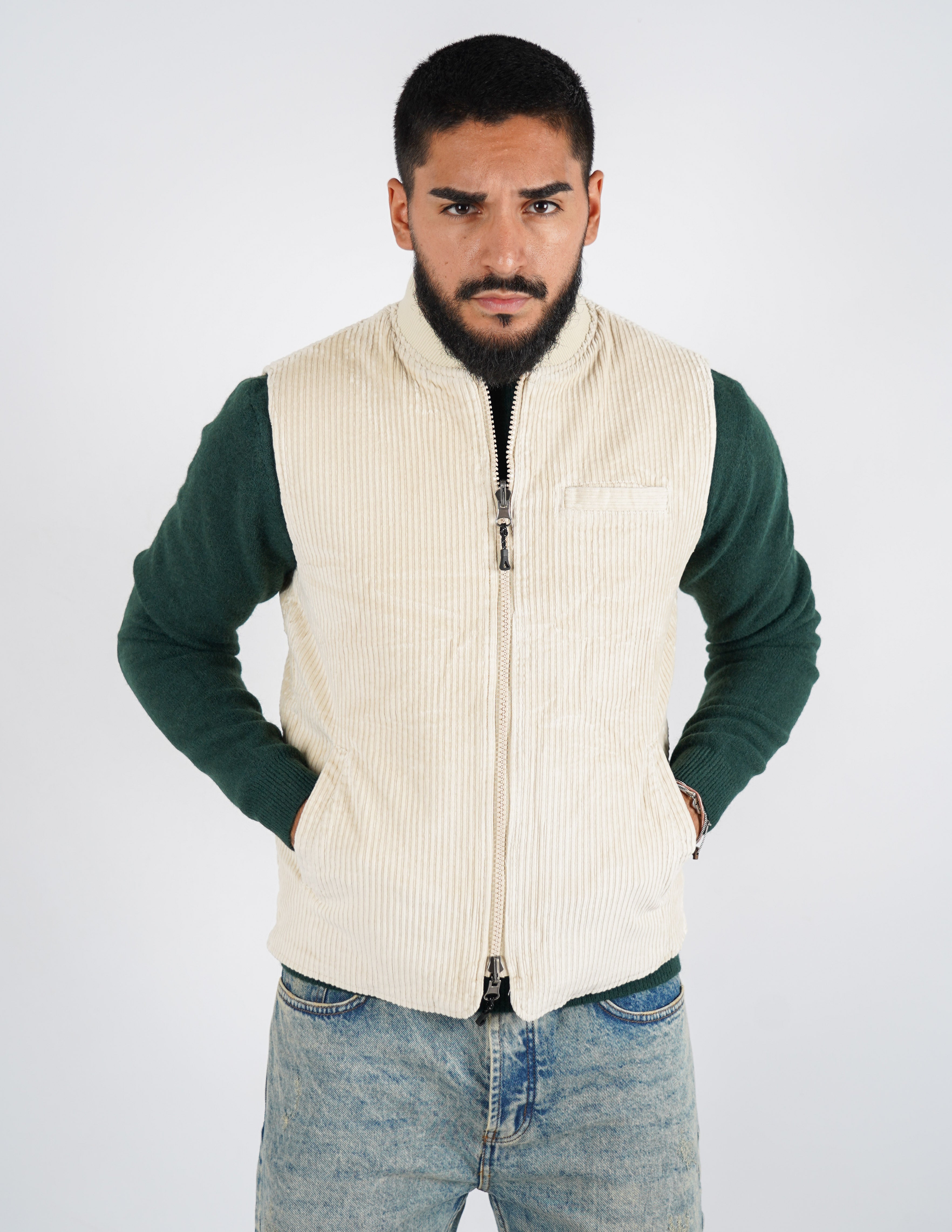 Gilet smanicato reversibile in velluto