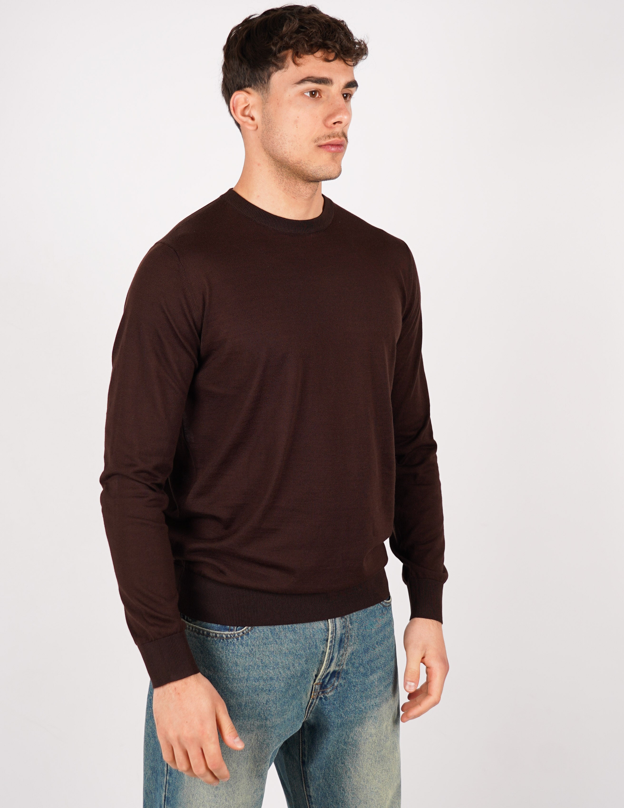 MAGLIA GIROCOLLO IN COTONE E SETA
