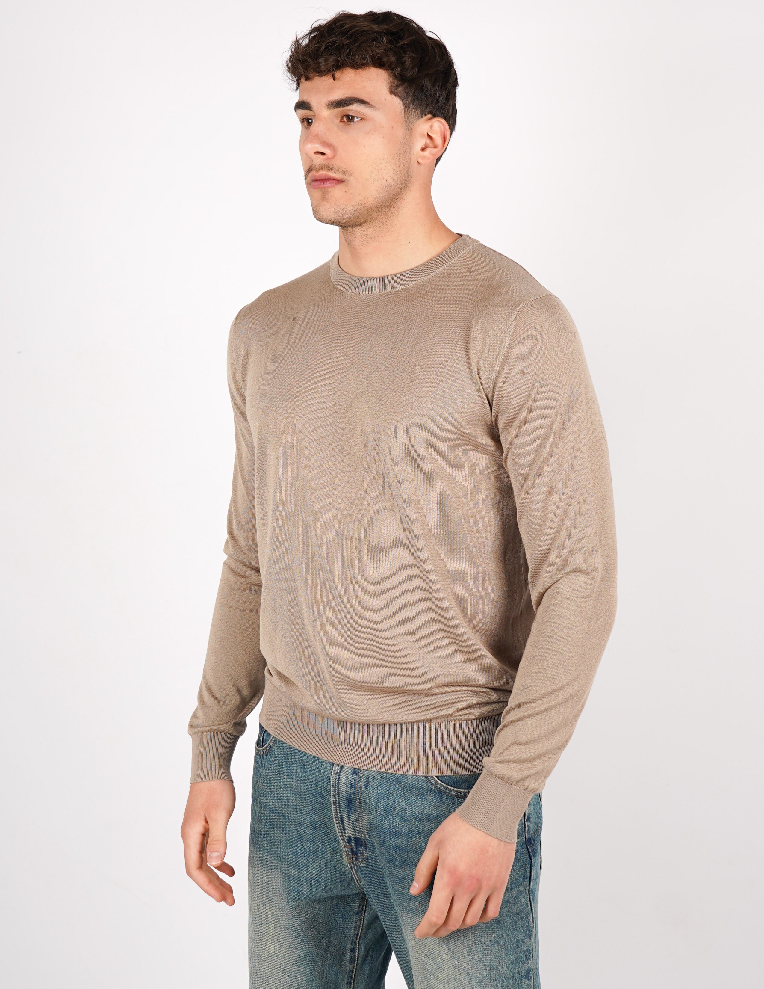 MAGLIA GIROCOLLO IN COTONE E SETA