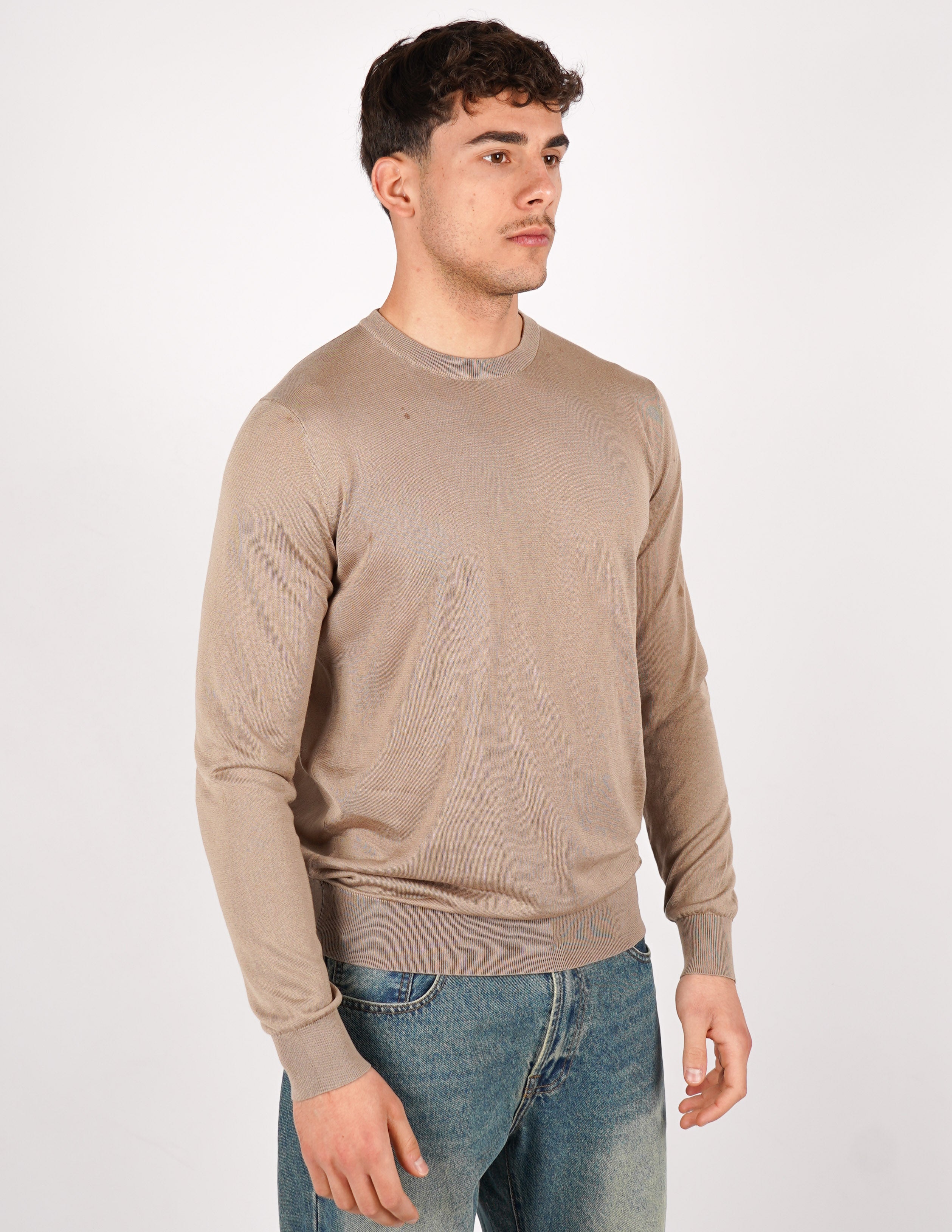 MAGLIA GIROCOLLO IN COTONE E SETA
