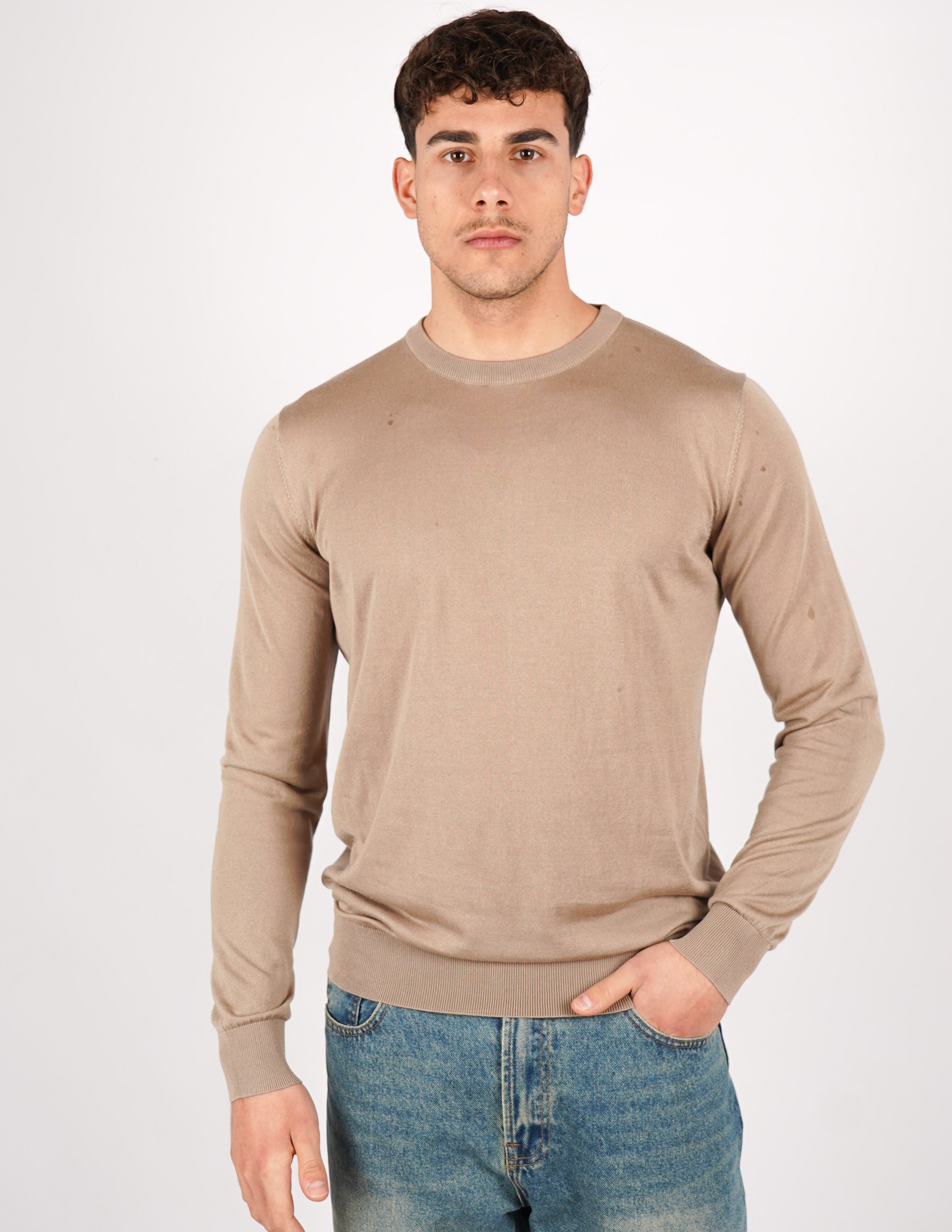 MAGLIA GIROCOLLO IN COTONE E SETA