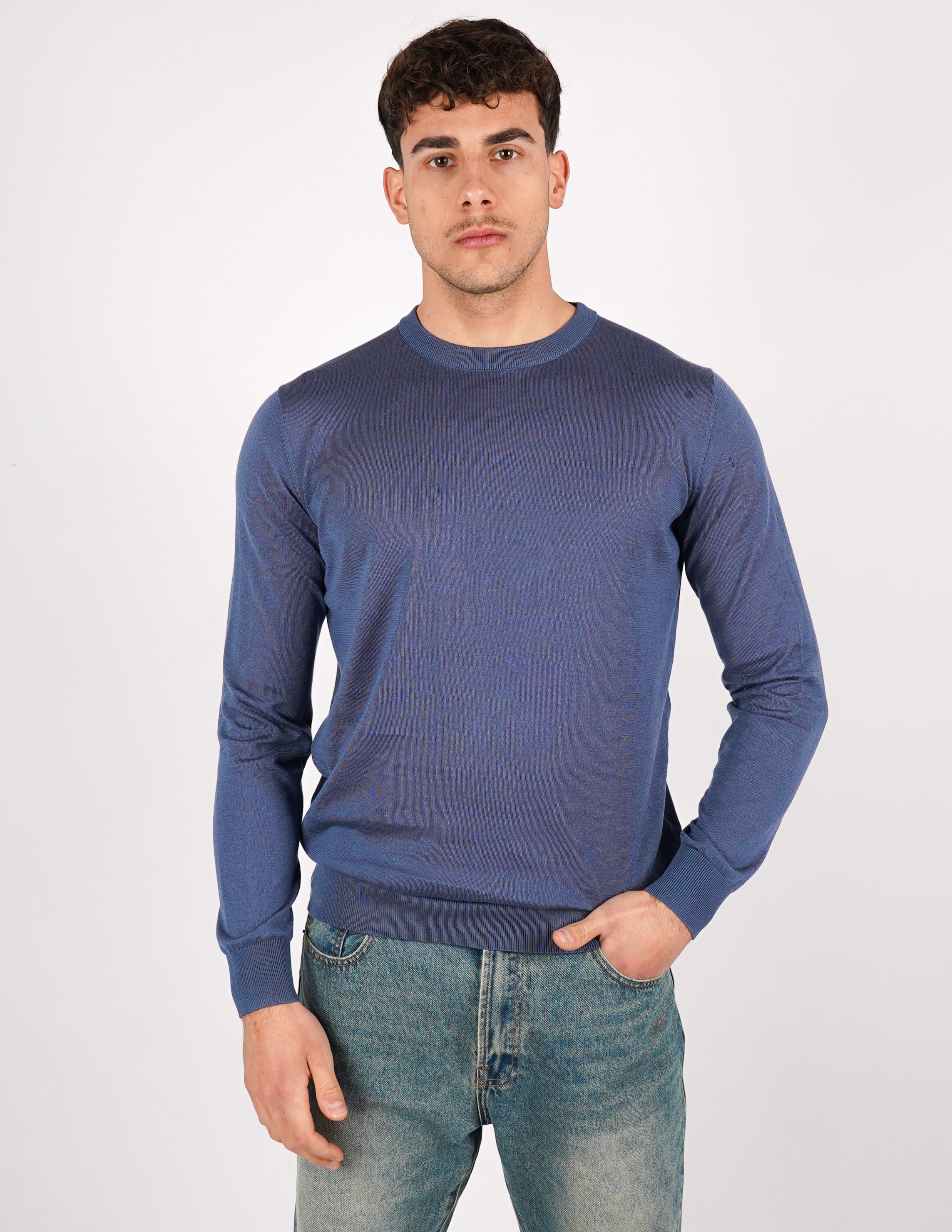 MAGLIA GIROCOLLO IN COTONE E SETA