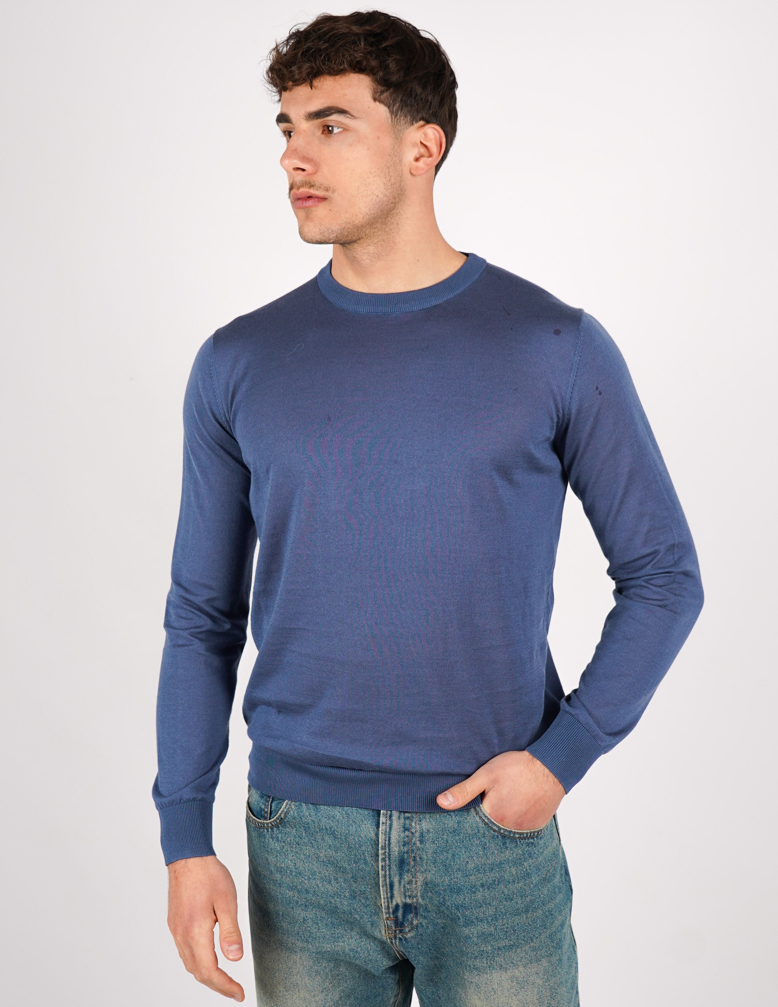 MAGLIA GIROCOLLO IN COTONE E SETA