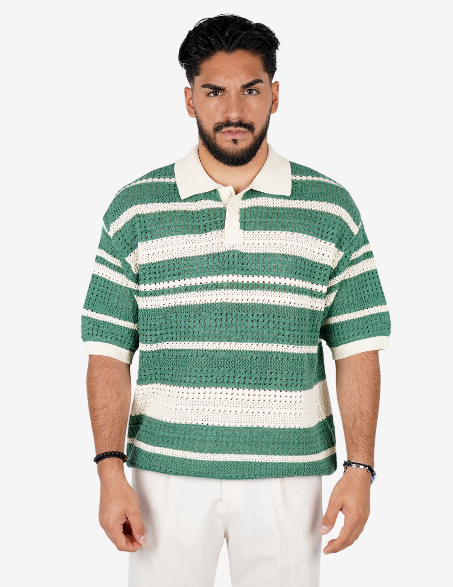 Polo in crocher rigata