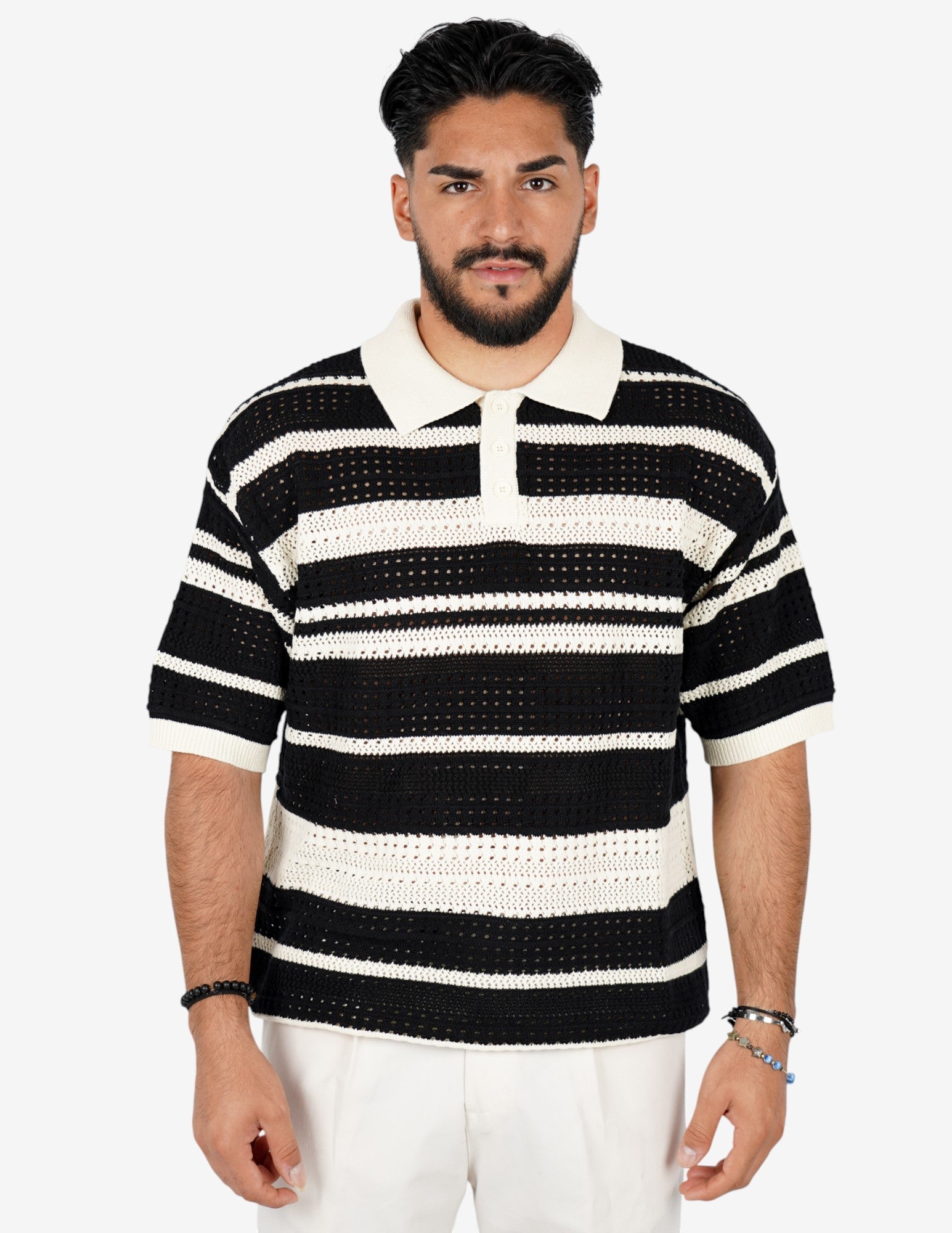 Polo in crocher rigata