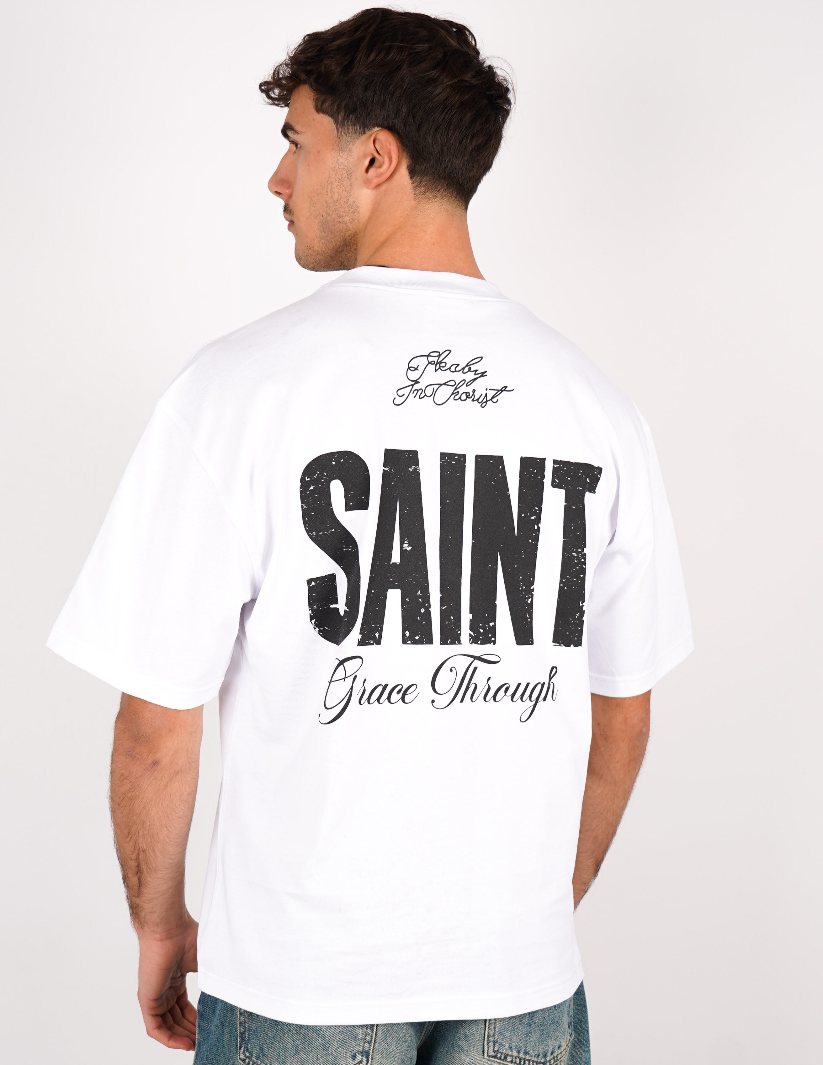 T-SHIRT "SAINT" STAMPA SUL RETRO