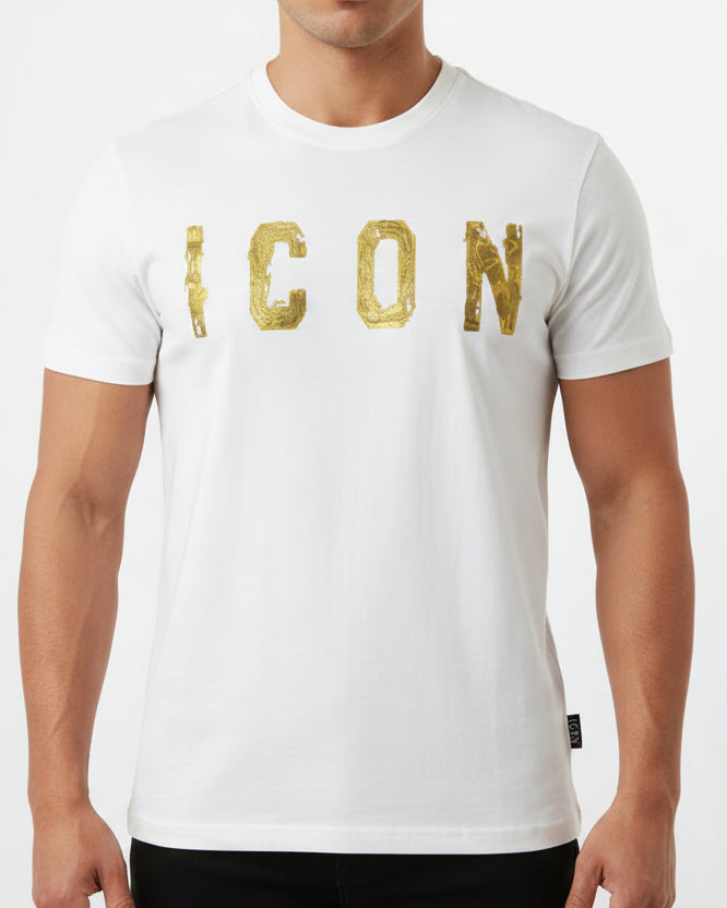 T-shirt con logo glitter "ICON"