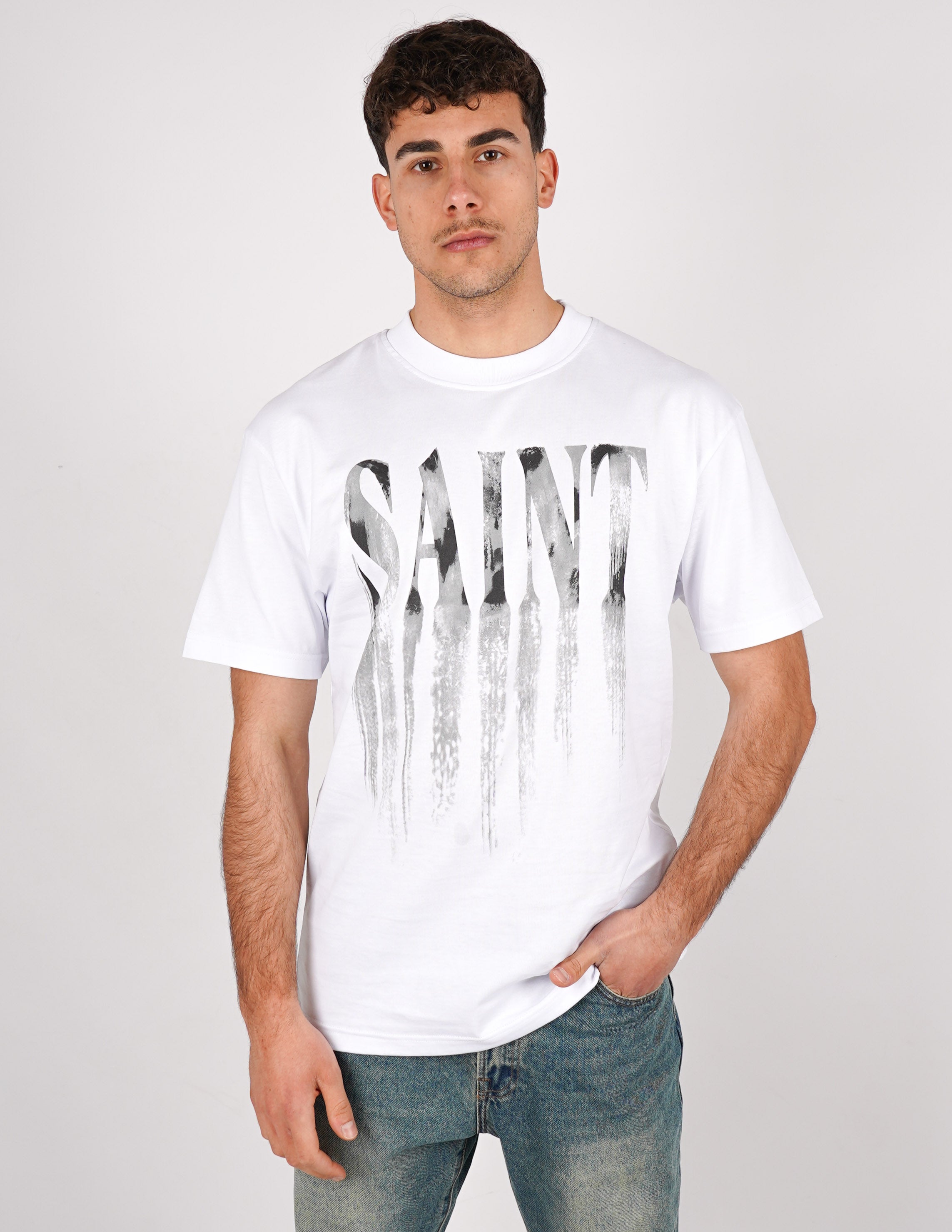T-SHIRT STRUTTURATA LOGO "SAINT"