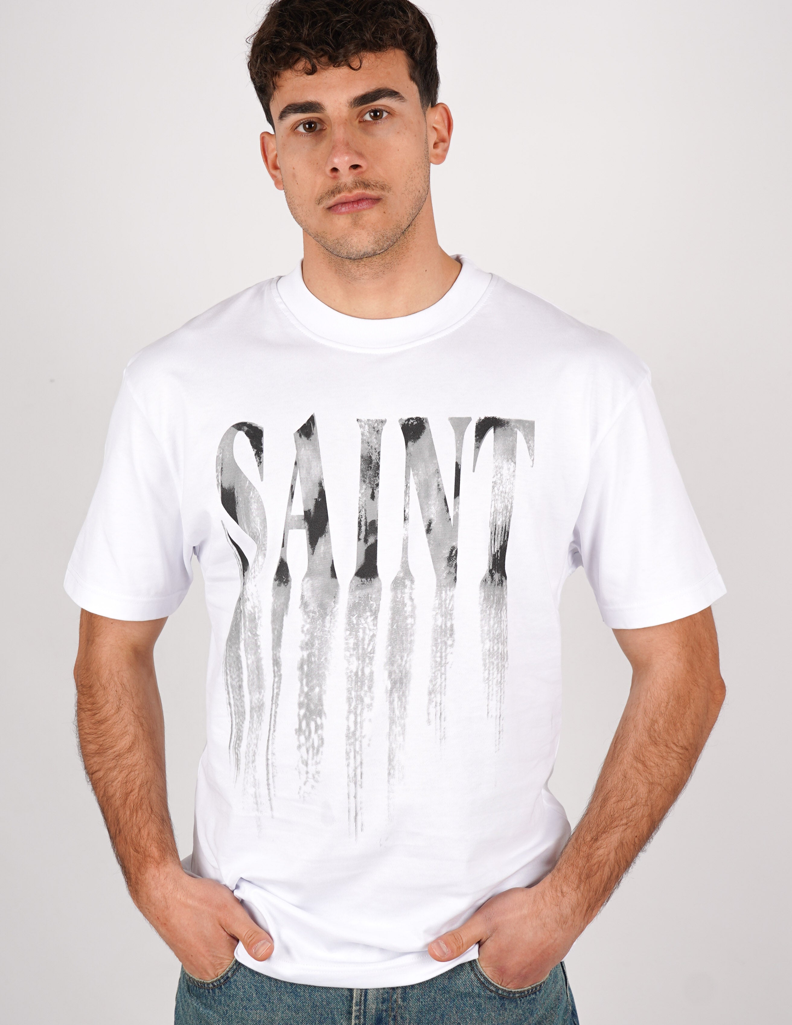 T-SHIRT STRUTTURATA LOGO "SAINT"