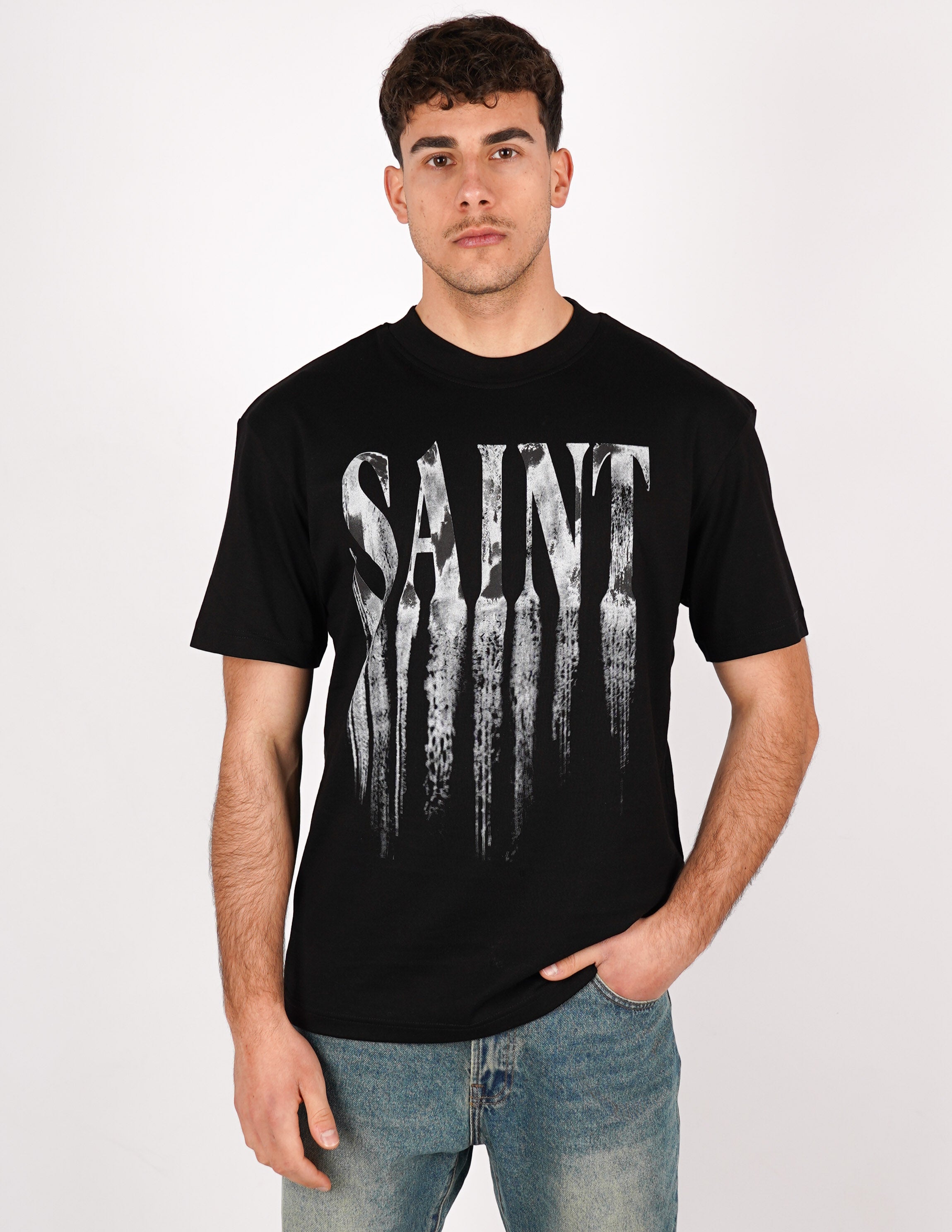 T-SHIRT STRUTTURATA LOGO "SAINT"