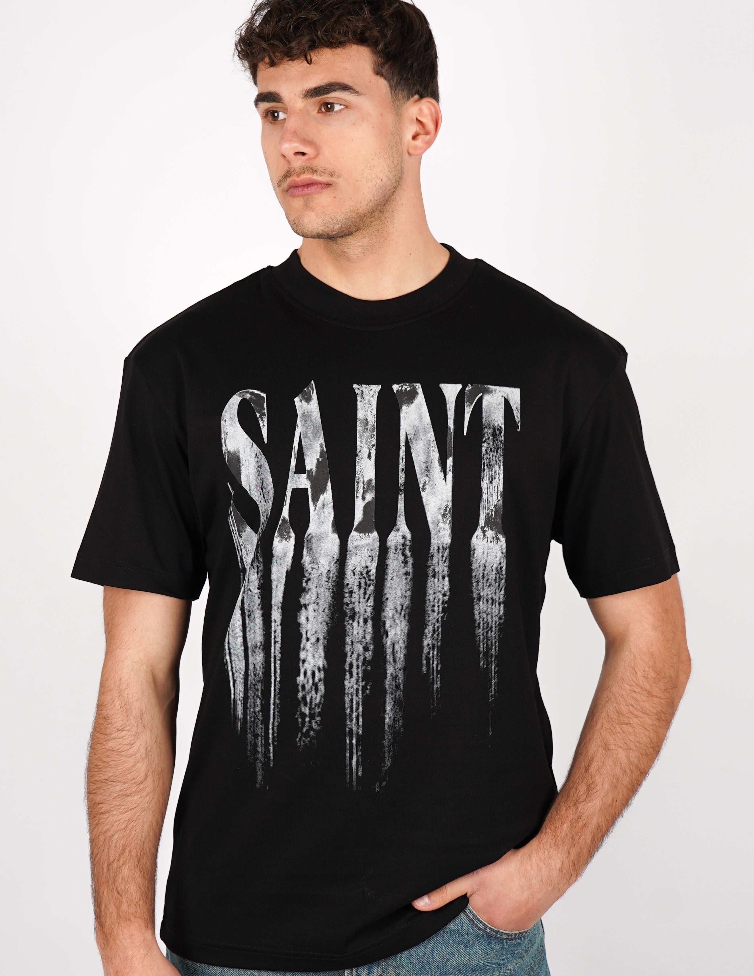 T-SHIRT STRUTTURATA LOGO "SAINT"