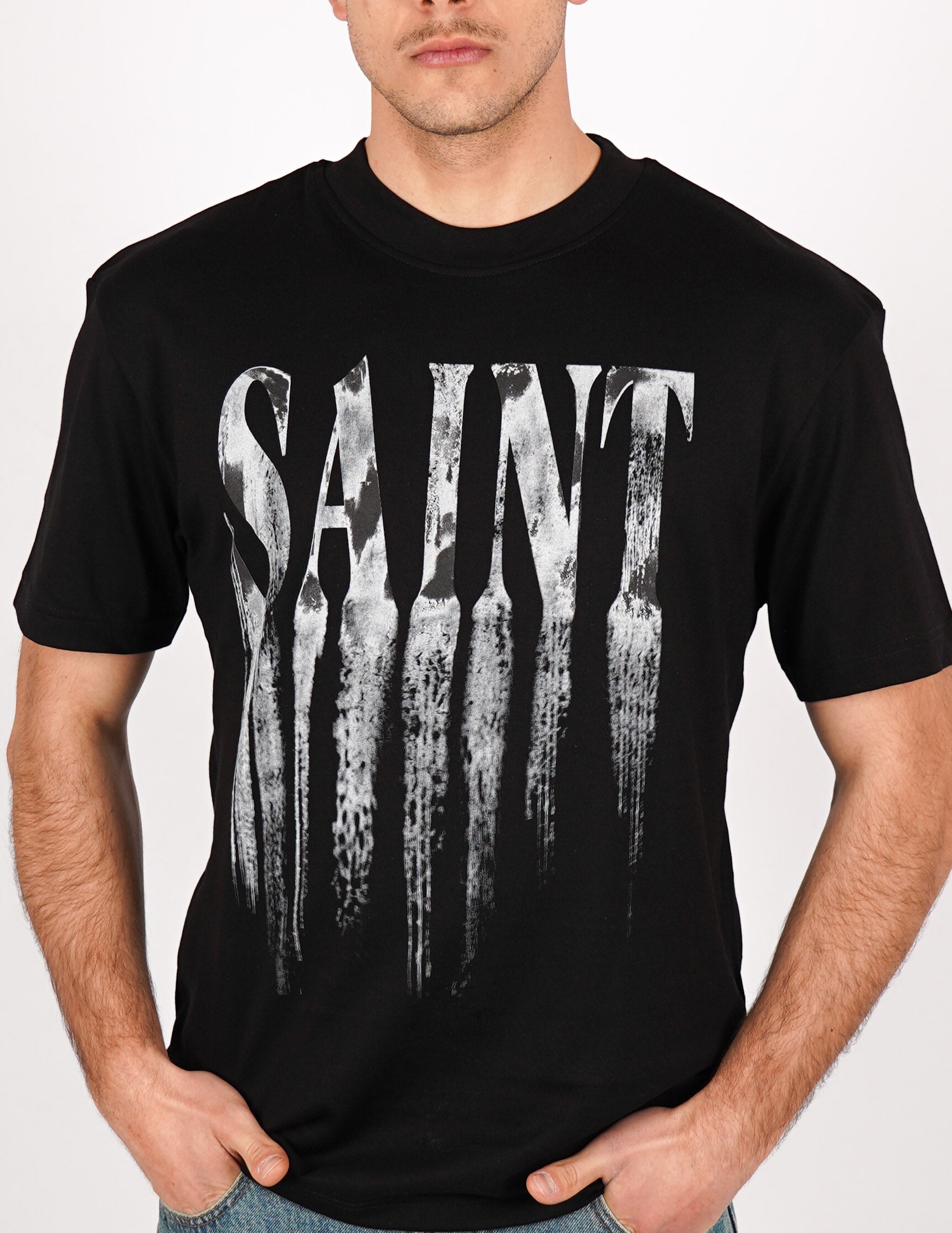 T-SHIRT STRUTTURATA LOGO "SAINT"