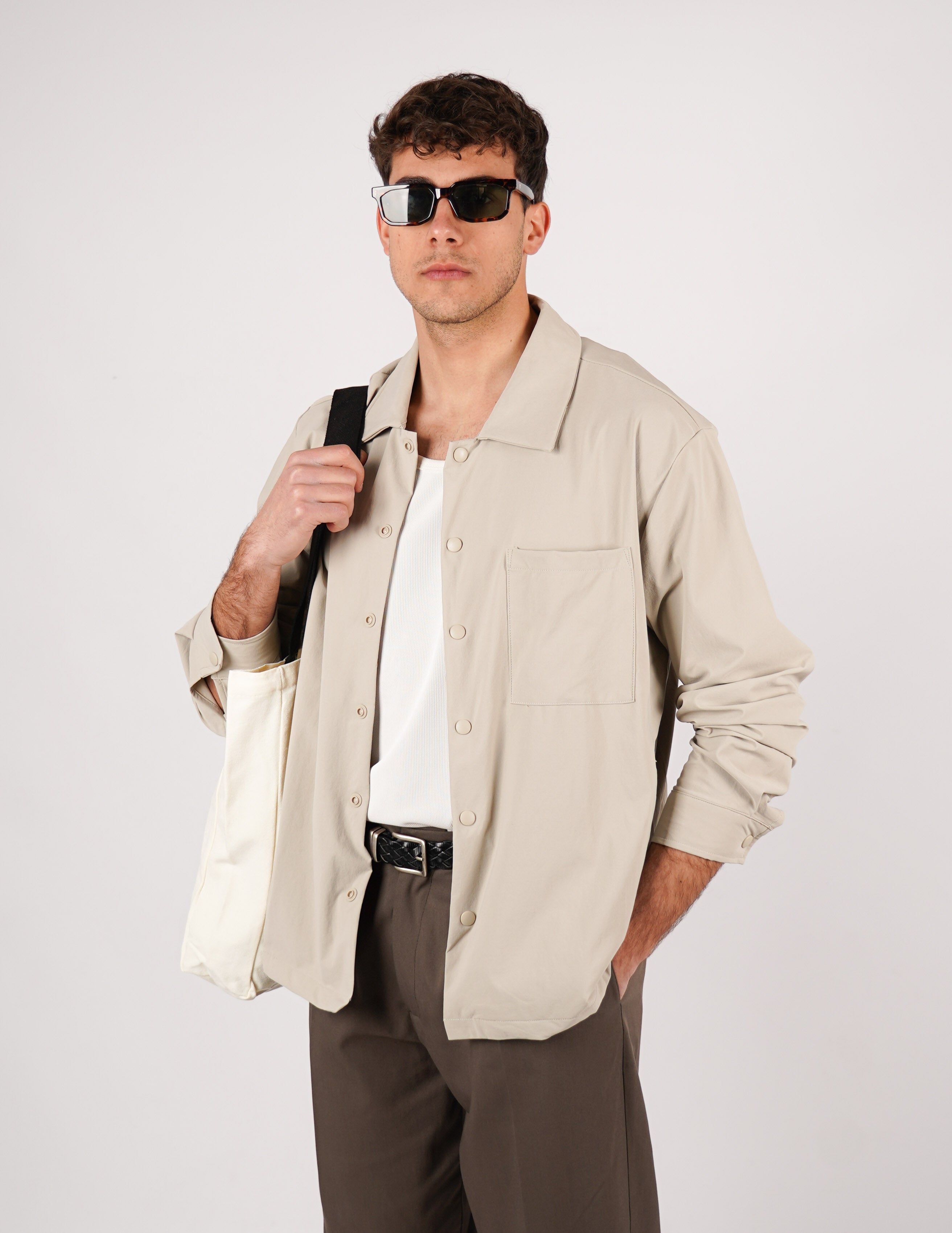 CAMICIA TINTA UNITA BOTTONE AUTOMATICO