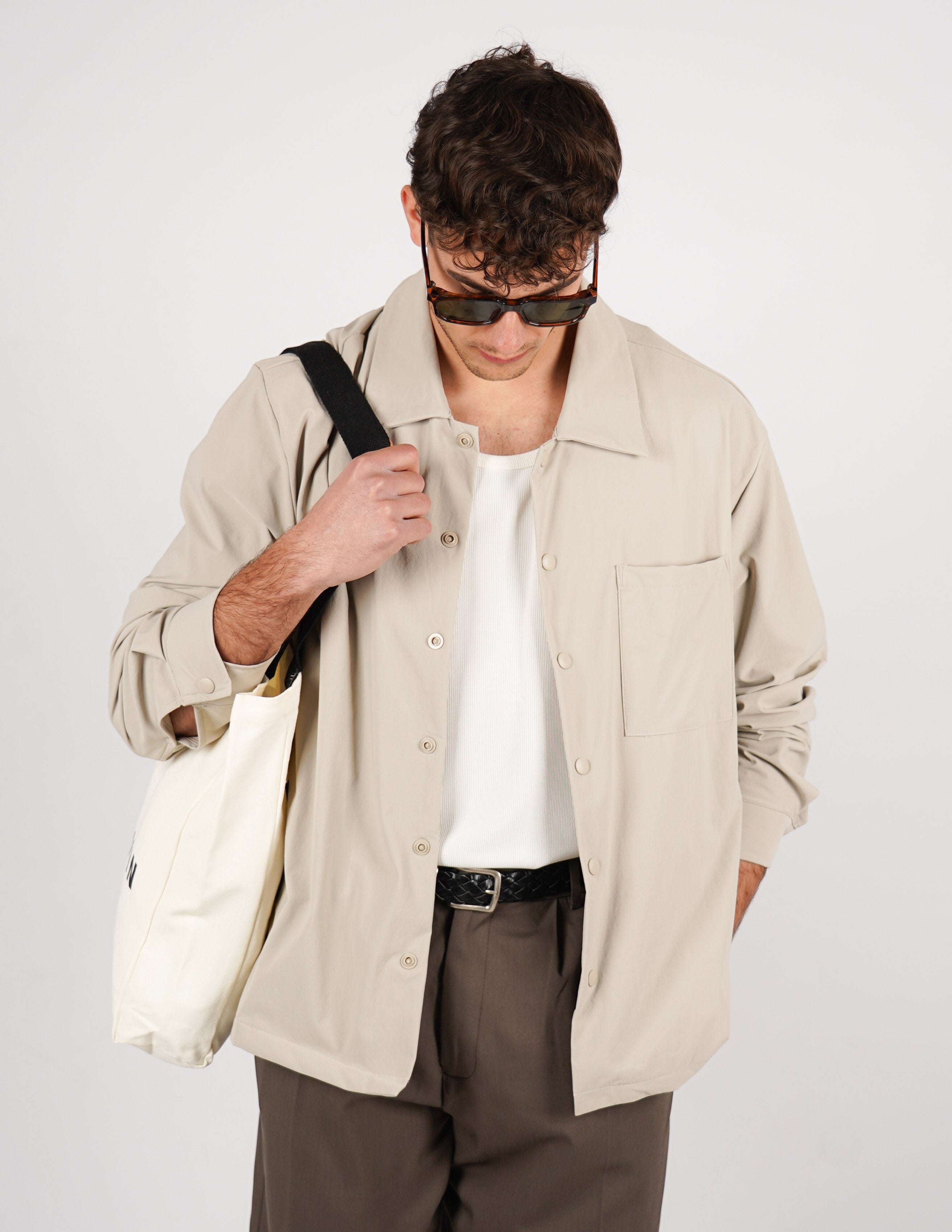 CAMICIA TINTA UNITA BOTTONE AUTOMATICO