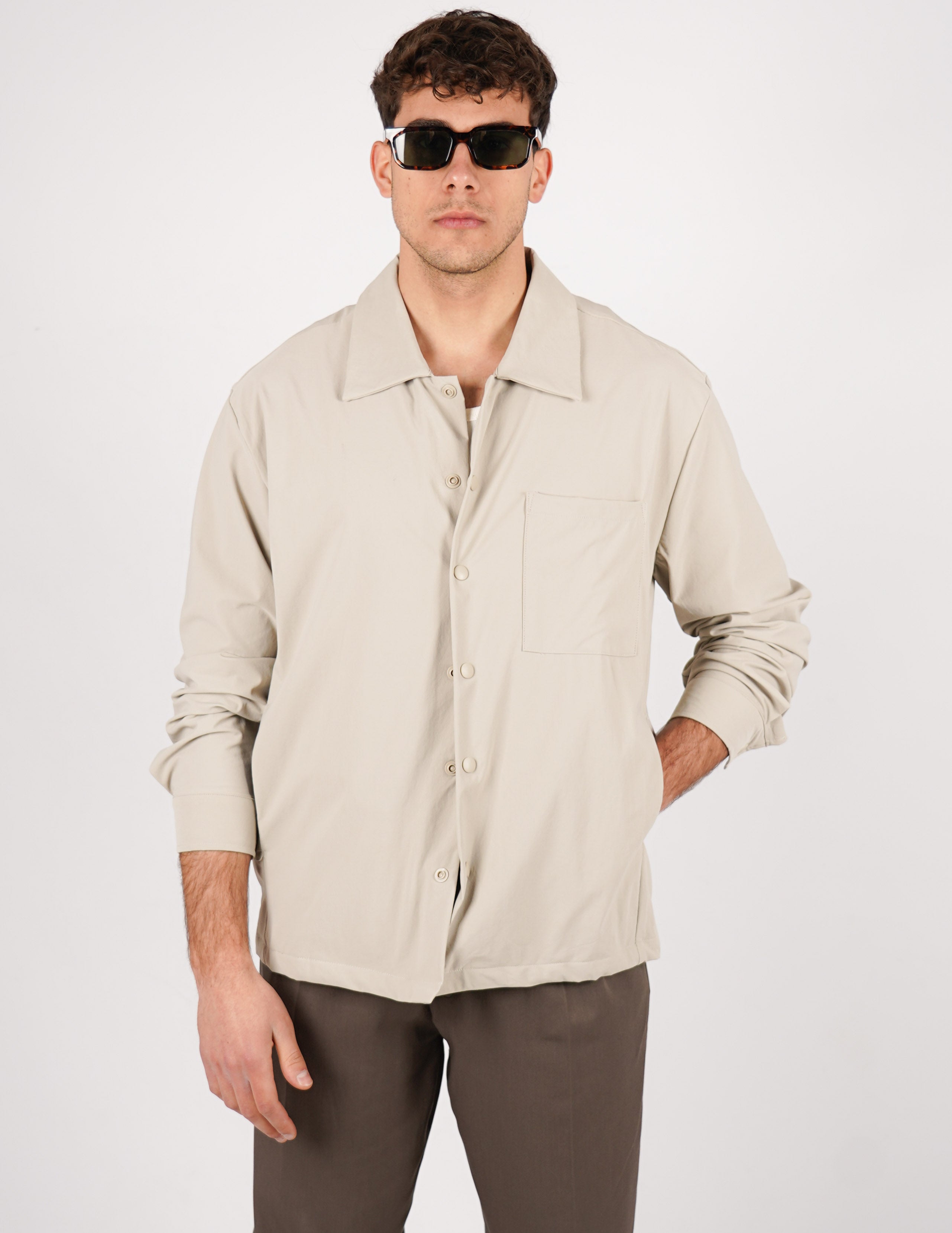 CAMICIA TINTA UNITA BOTTONE AUTOMATICO