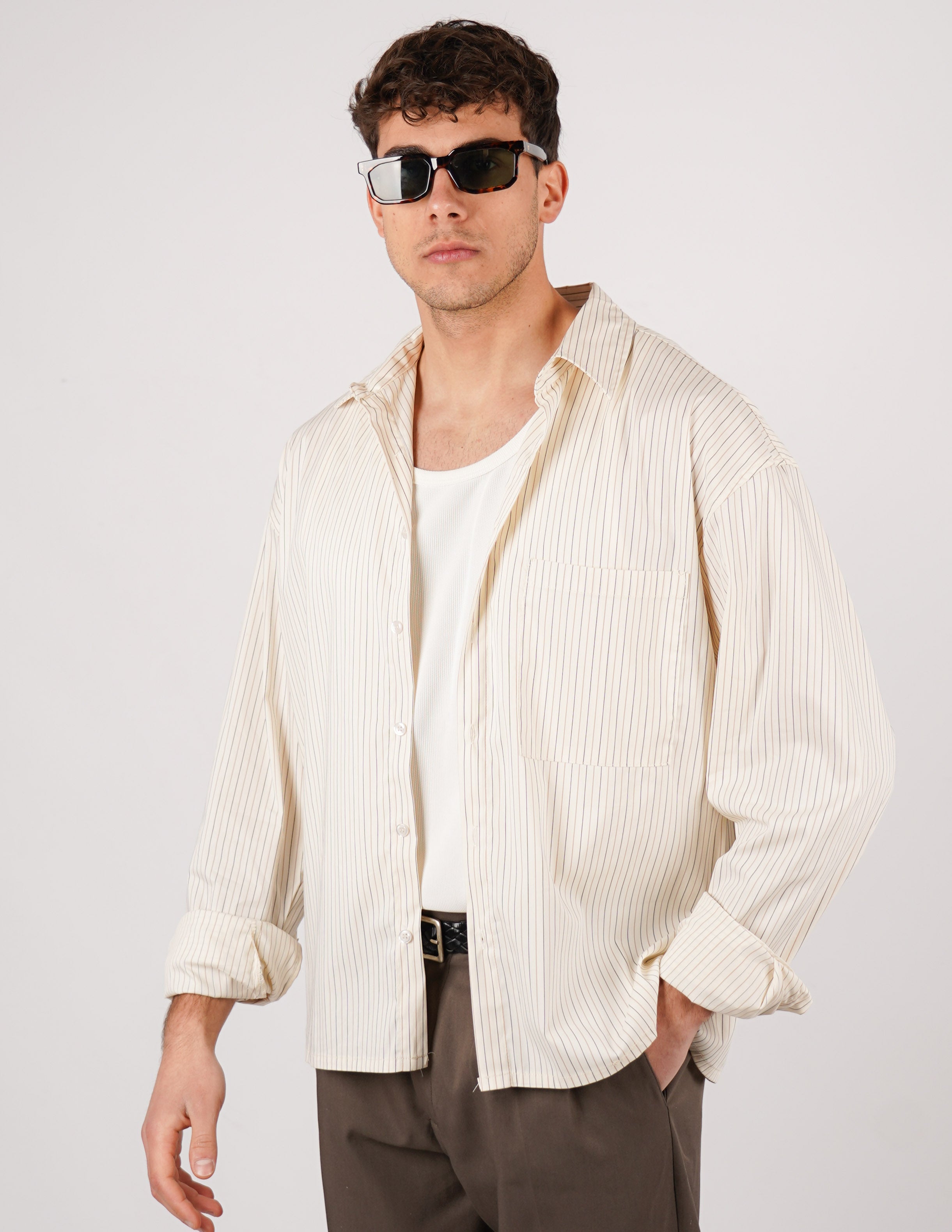 CAMICIA CROP FIT A RIGHE