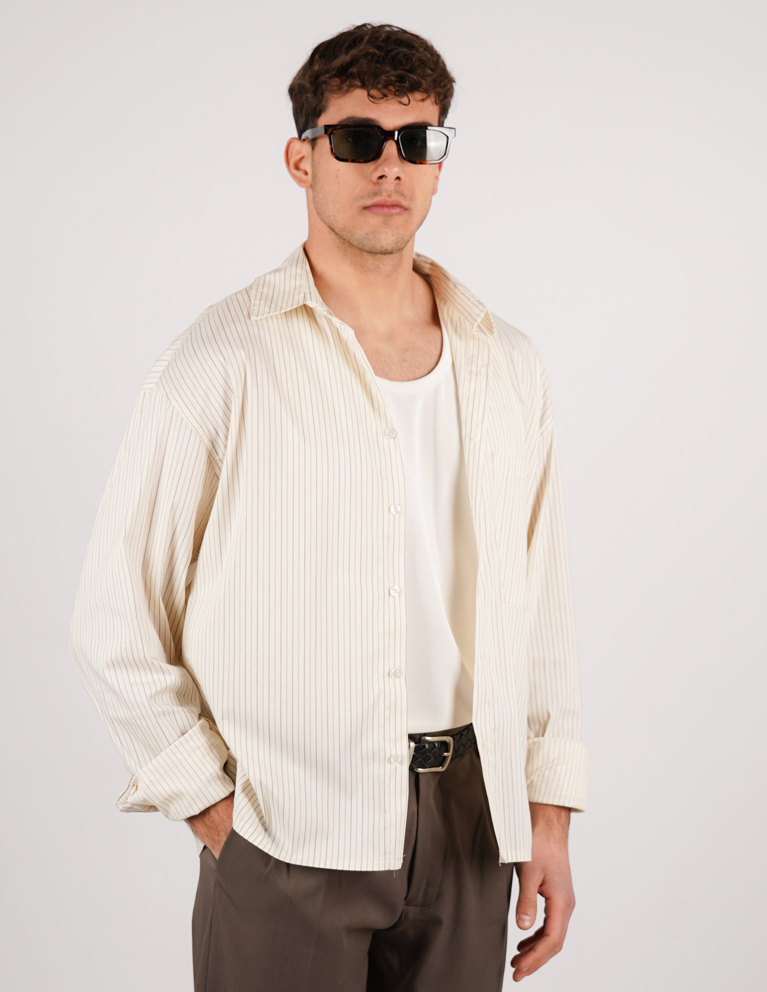 CAMICIA CROP FIT A RIGHE
