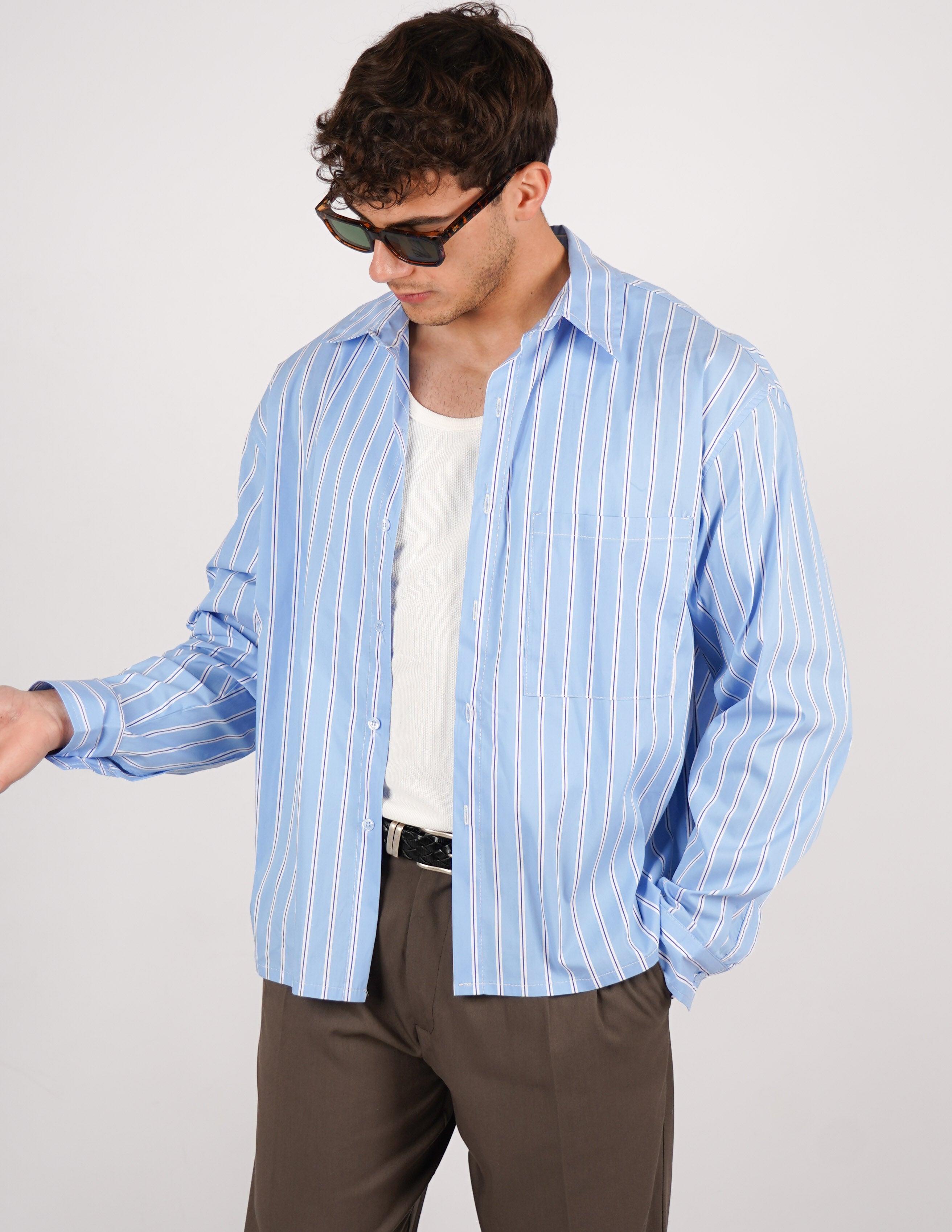 CAMICIA CROP FIT A RIGHE