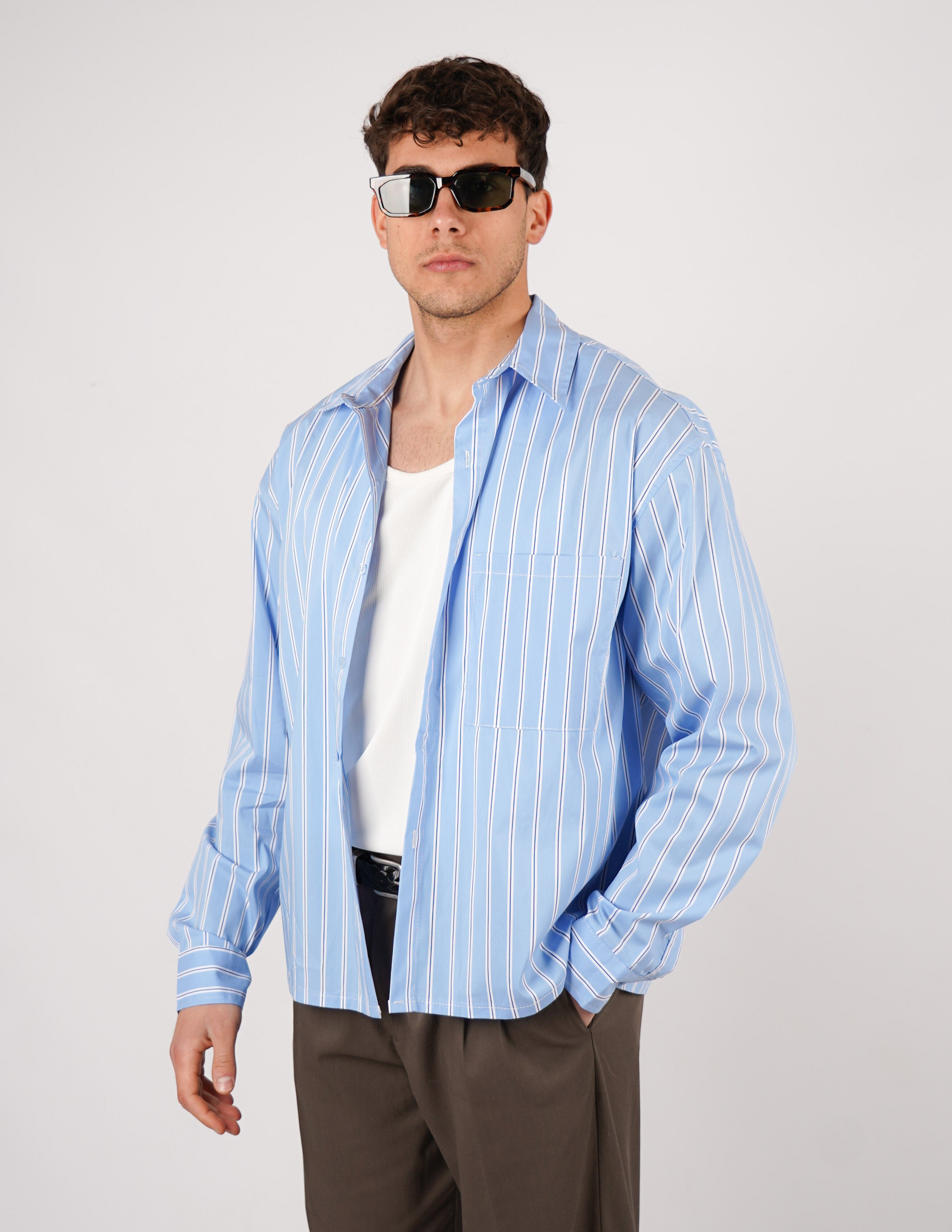 CAMICIA CROP FIT A RIGHE