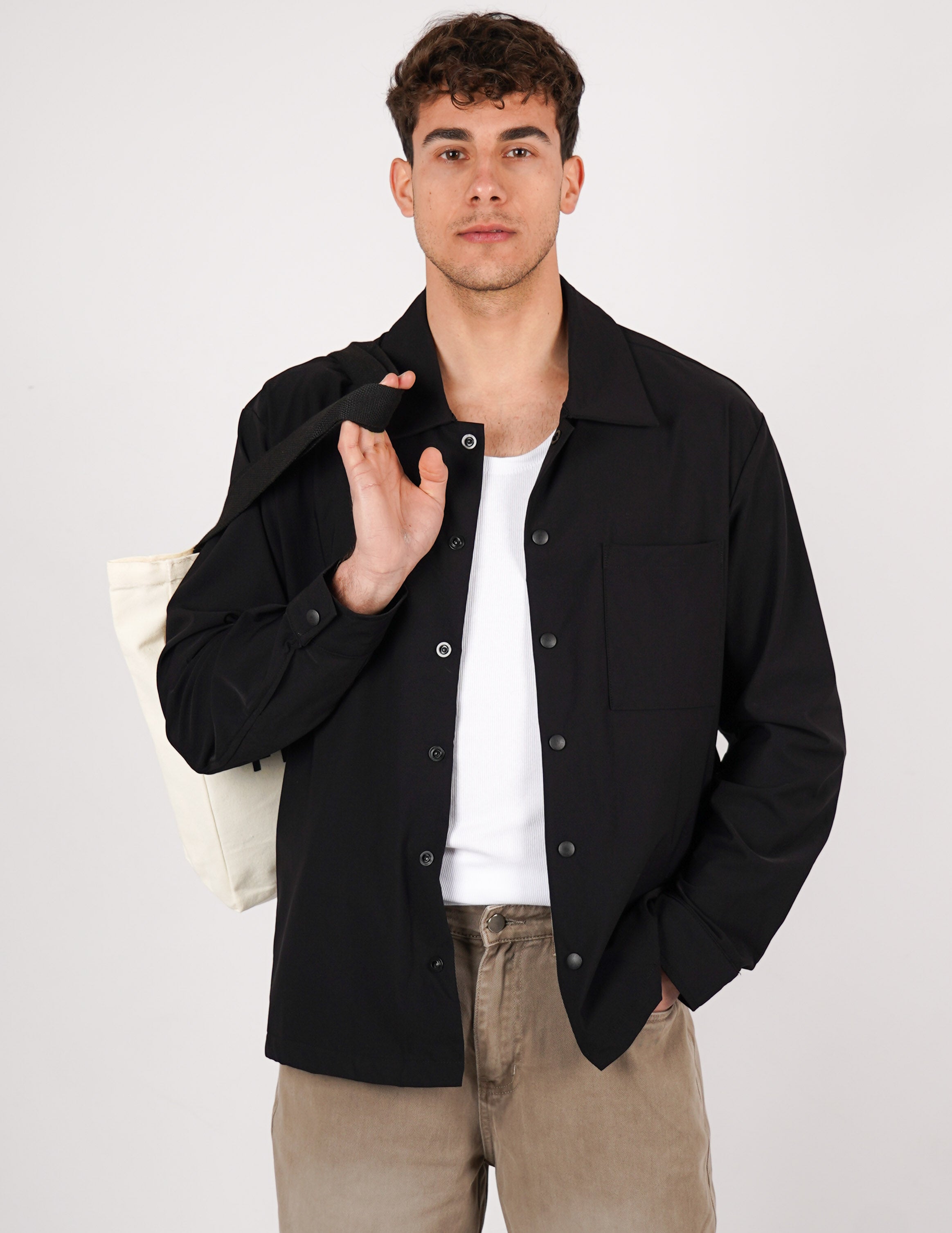 CAMICIA TINTA UNITA BOTTONE AUTOMATICO