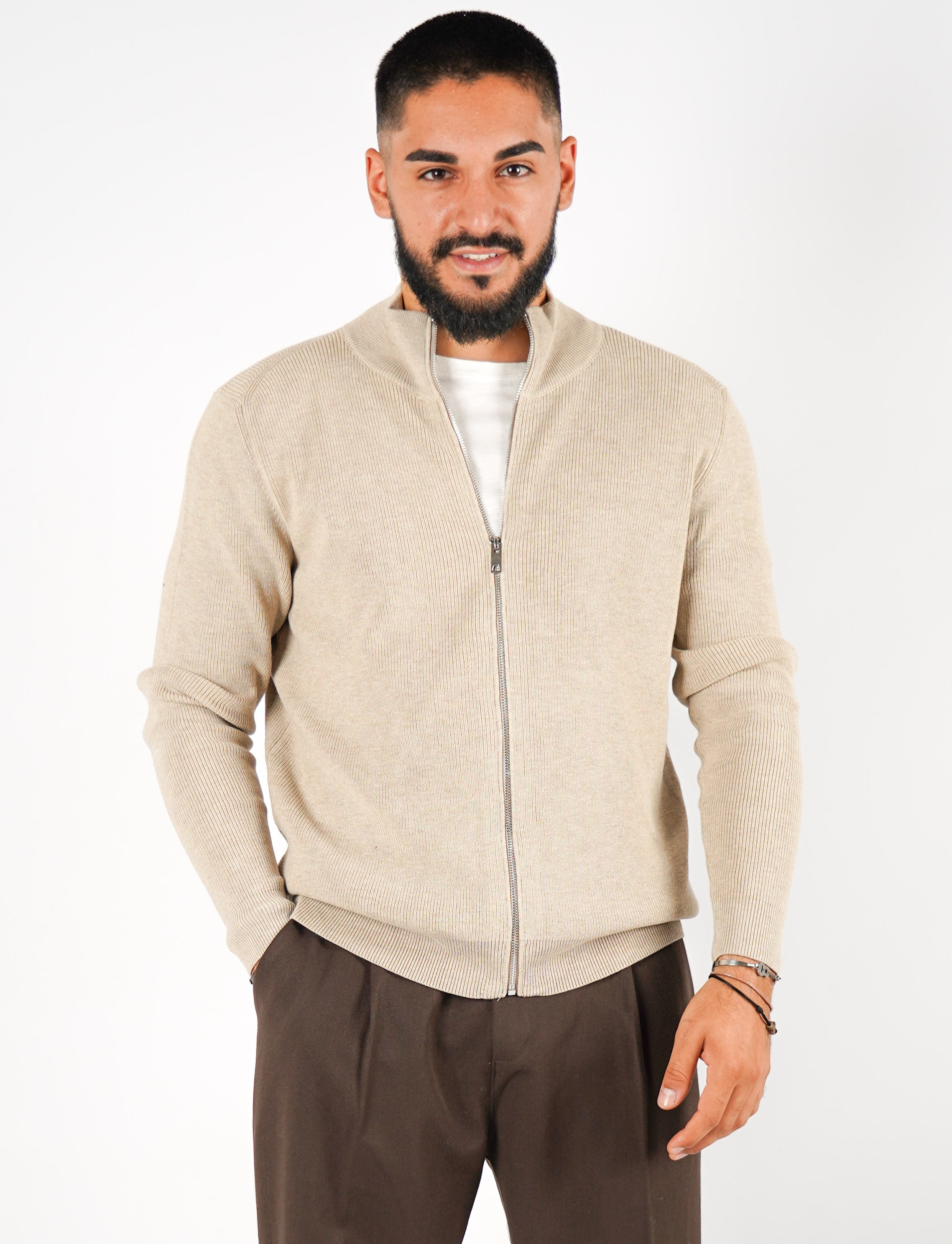 cardigan manica lunga con zip