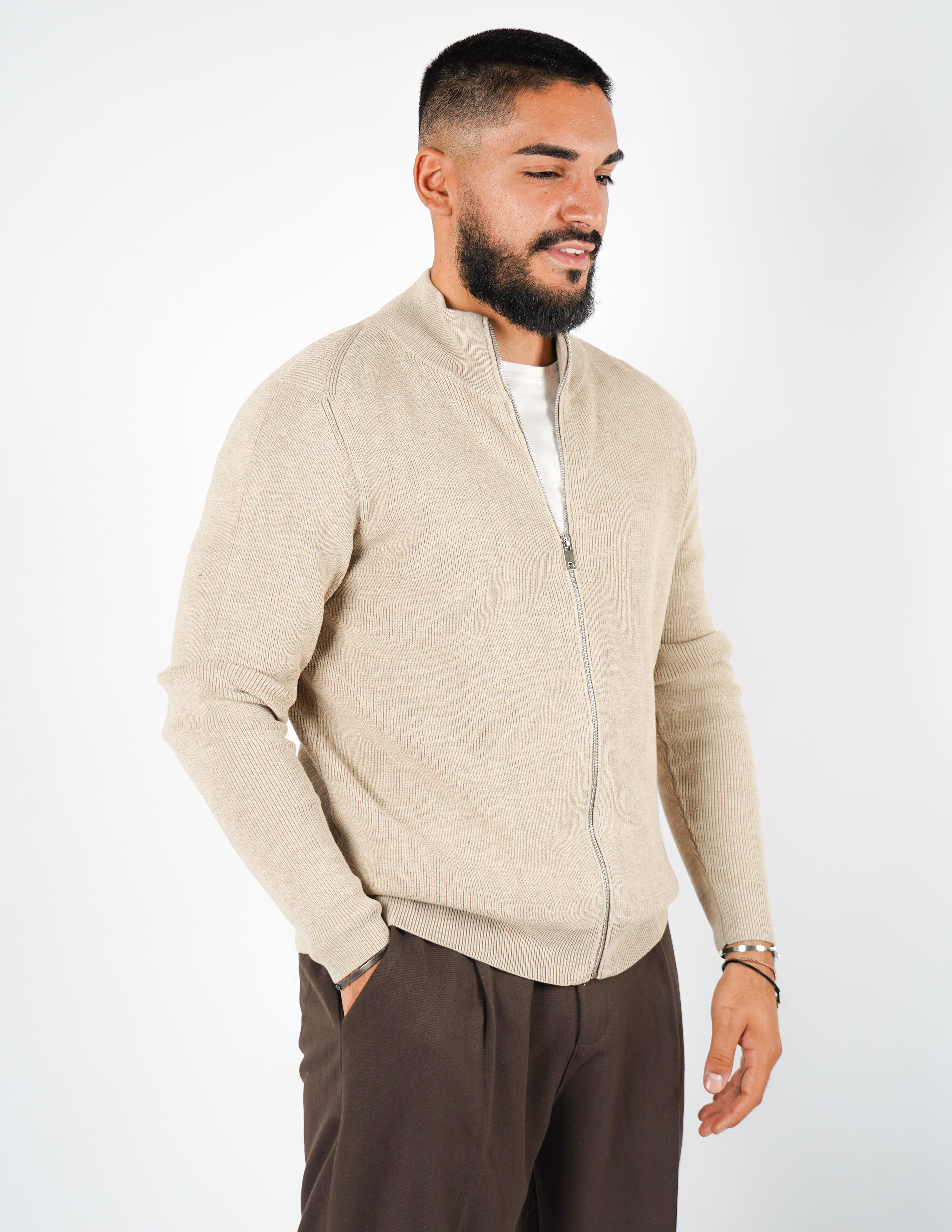 cardigan manica lunga con zip