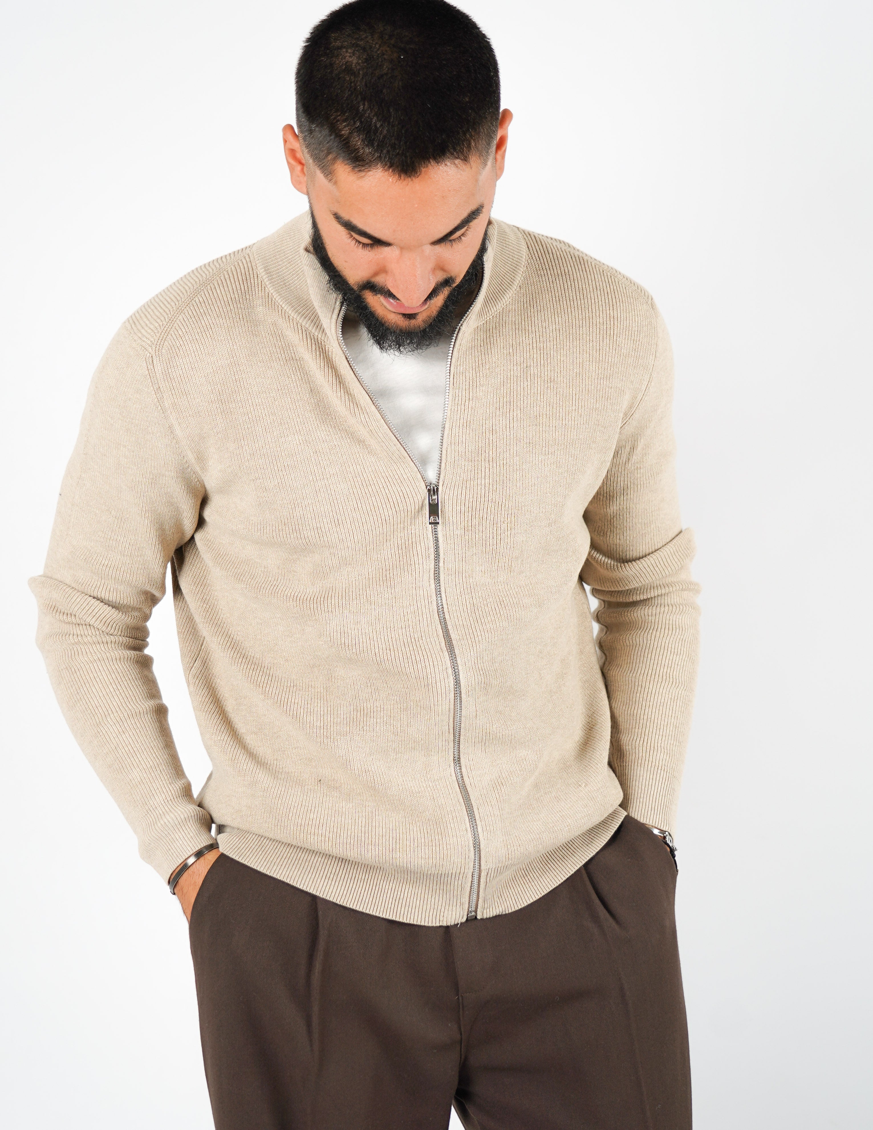cardigan manica lunga con zip