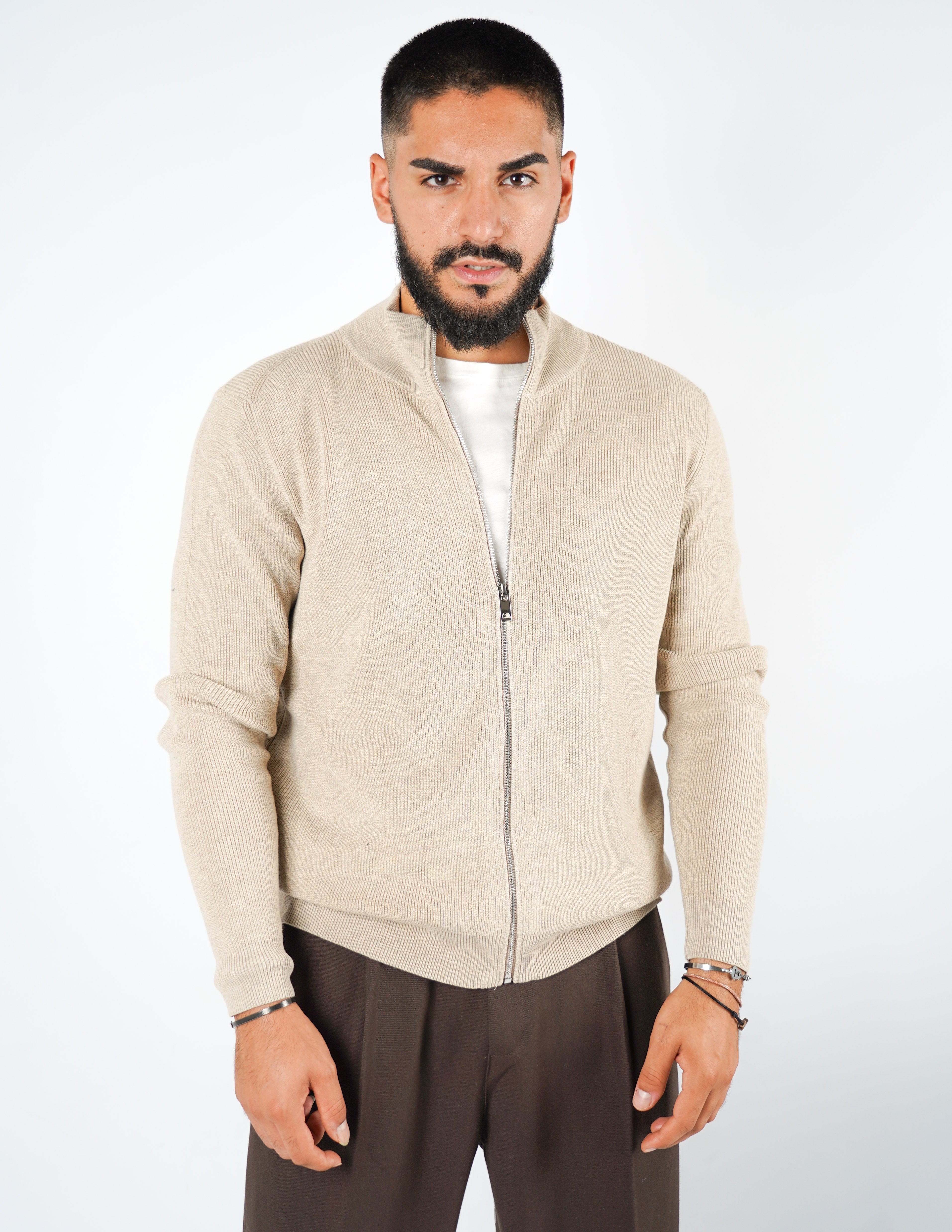 cardigan manica lunga con zip