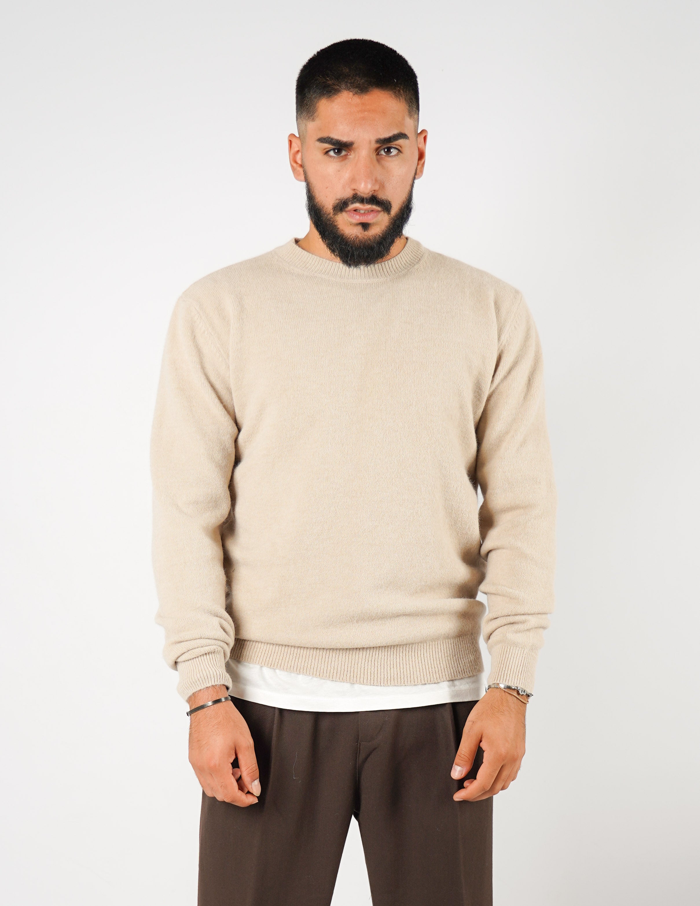 maglione girocollo misto lana