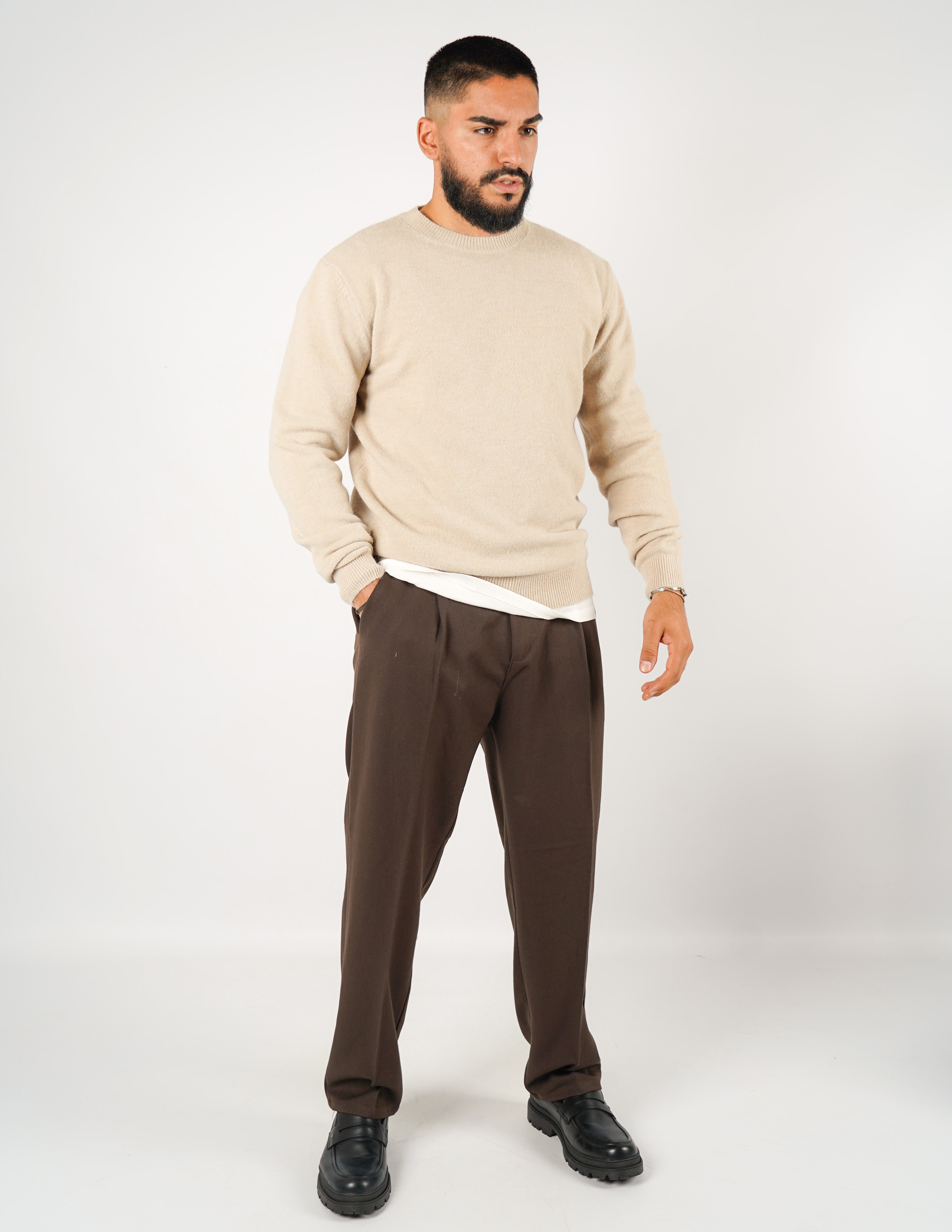 maglione girocollo misto lana