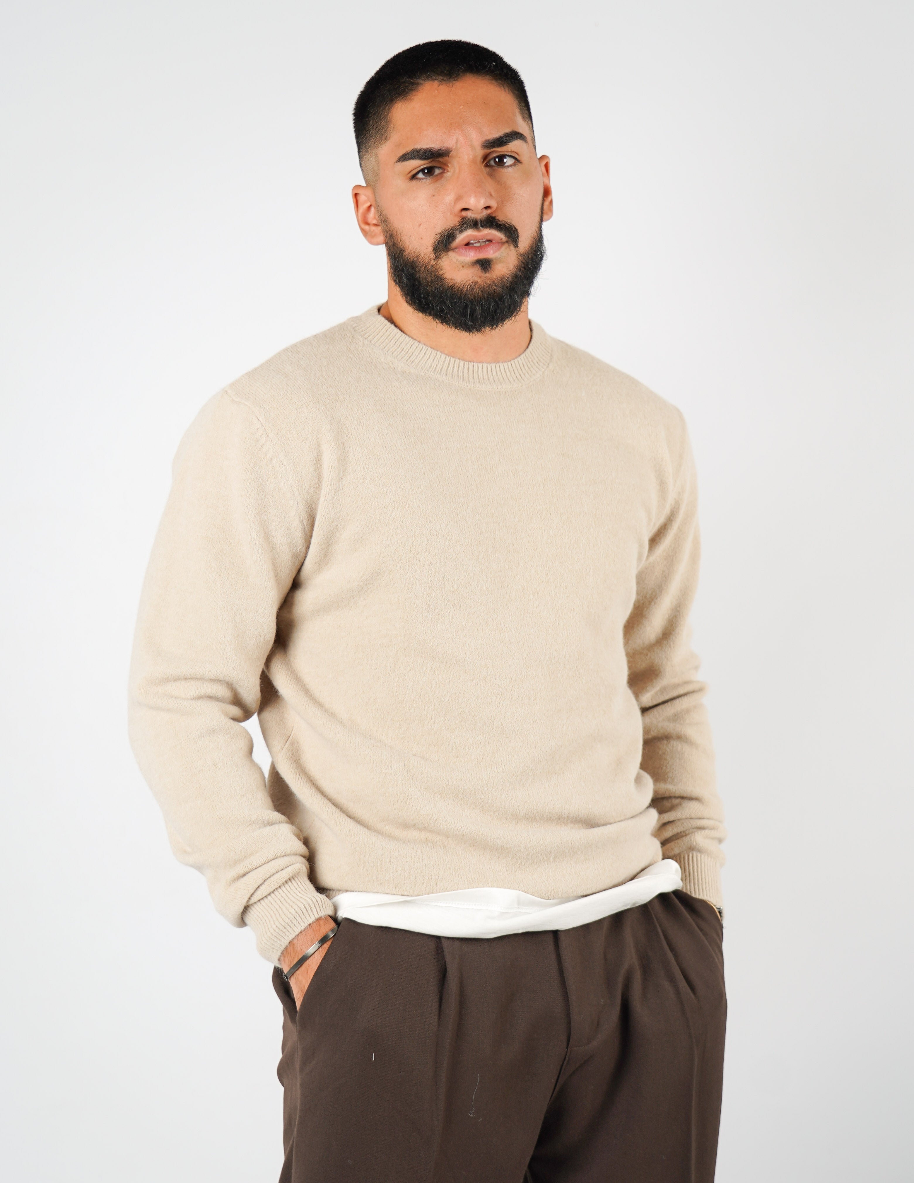 maglione girocollo misto lana