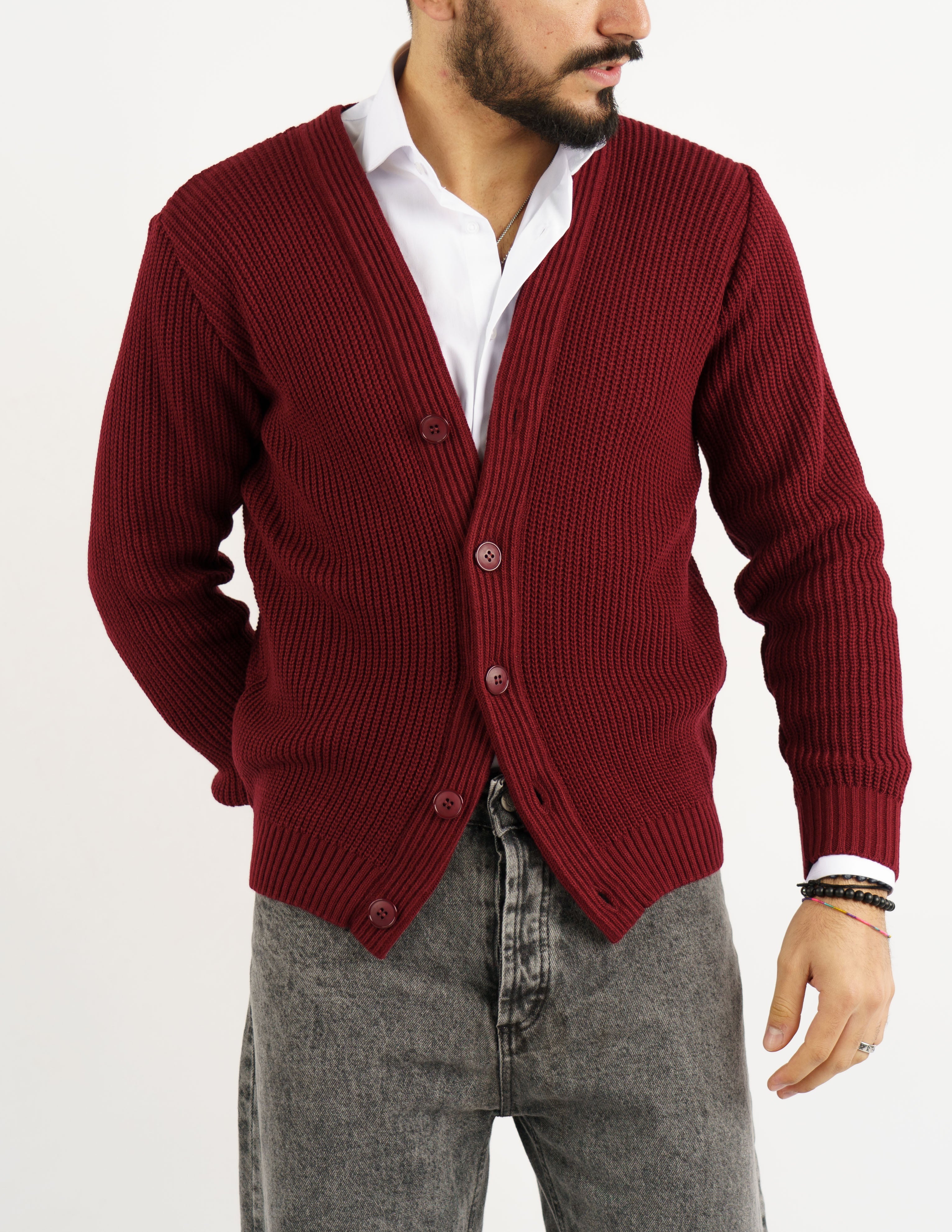 cardigan slim fit in misto lana