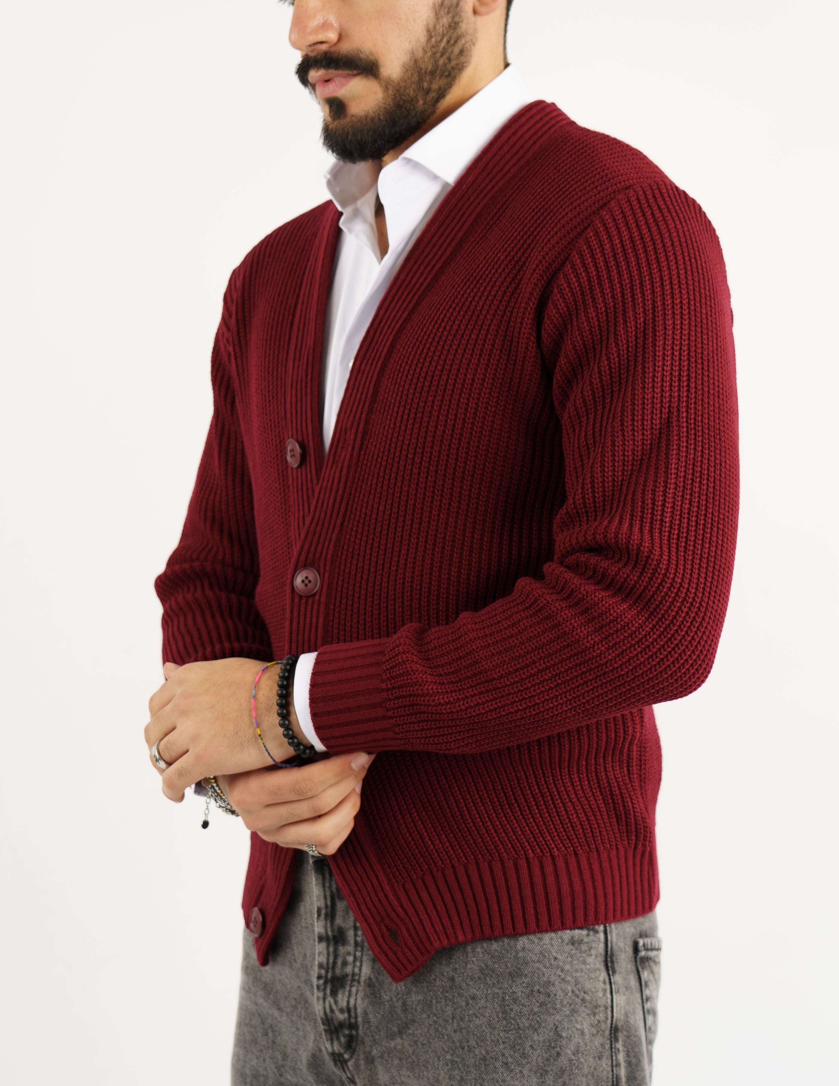 cardigan slim fit in misto lana