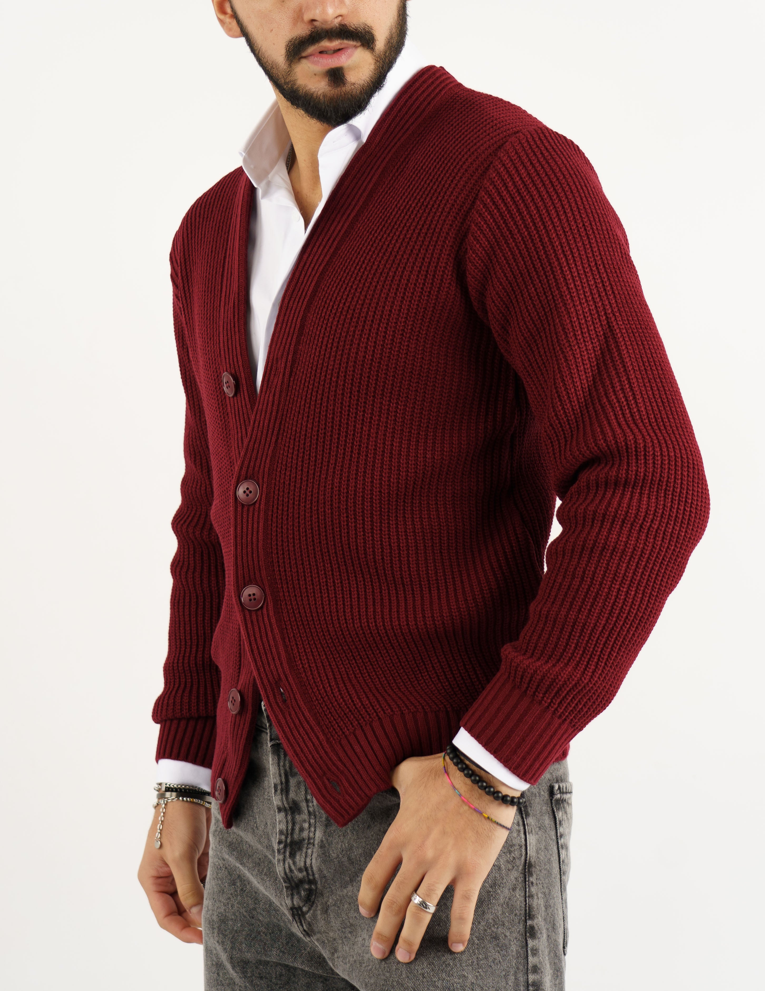 cardigan slim fit in misto lana