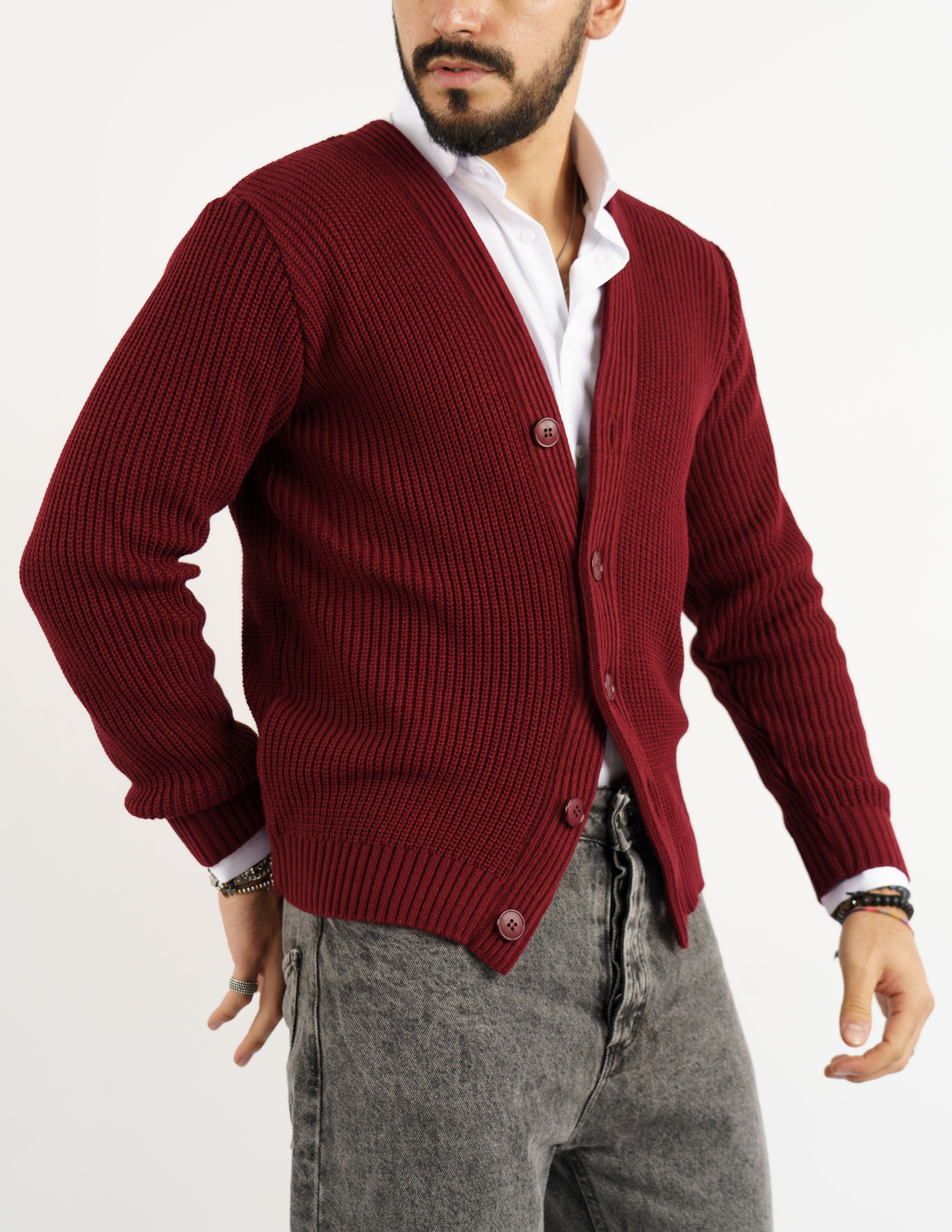 cardigan slim fit in misto lana