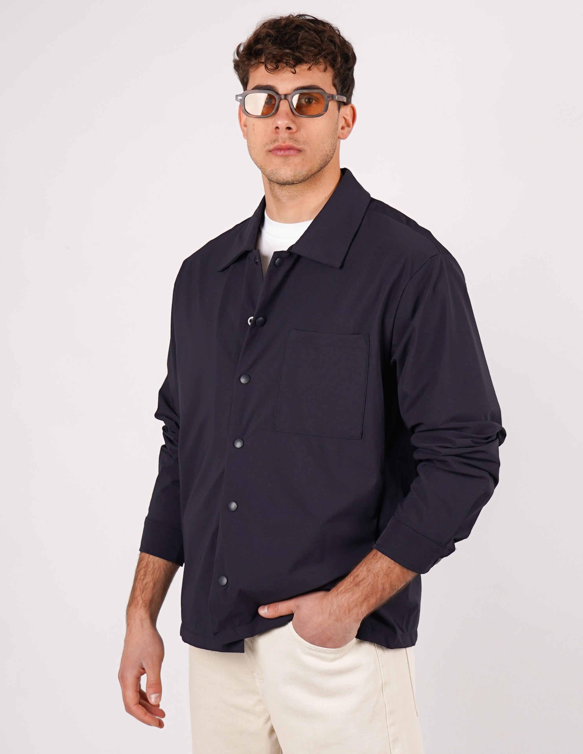 CAMICIA TINTA UNITA BOTTONE AUTOMATICO