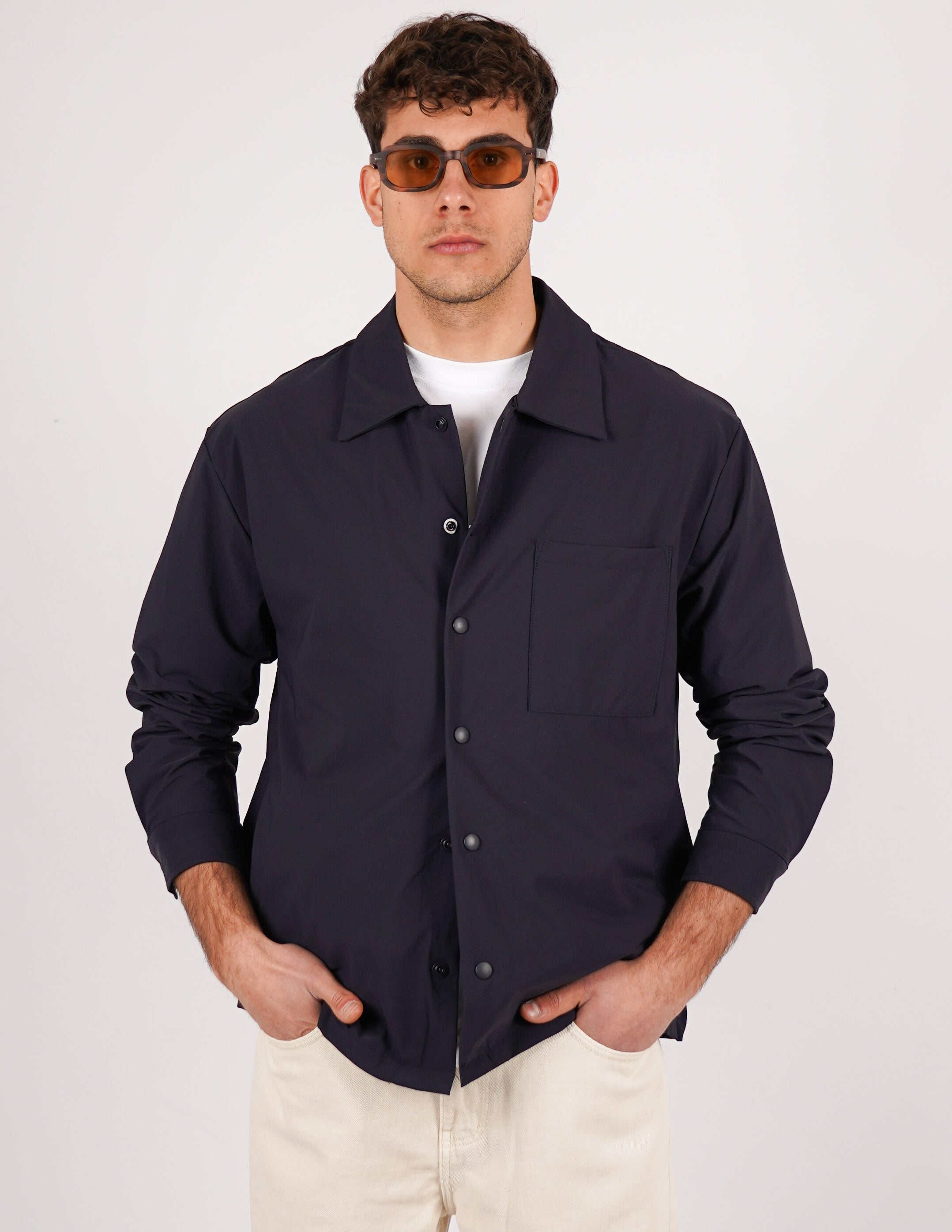 CAMICIA TINTA UNITA BOTTONE AUTOMATICO